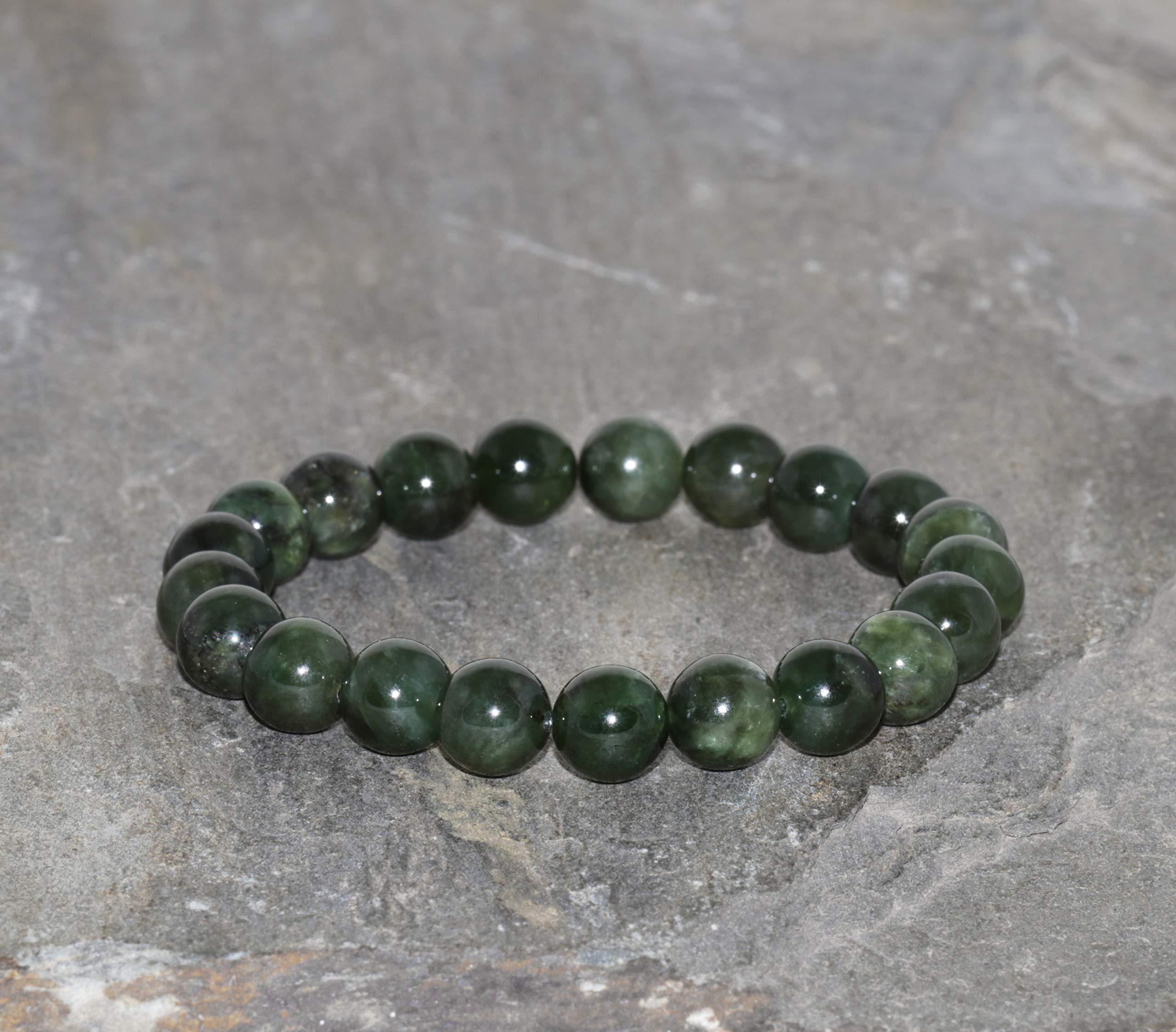 8mm AA Grade Natural Dark Green Jadeite Beaded Bracelet - Genuine Green Jade Gemstone Stacking Bracelet for Women, Meditation & Healing Jewelry