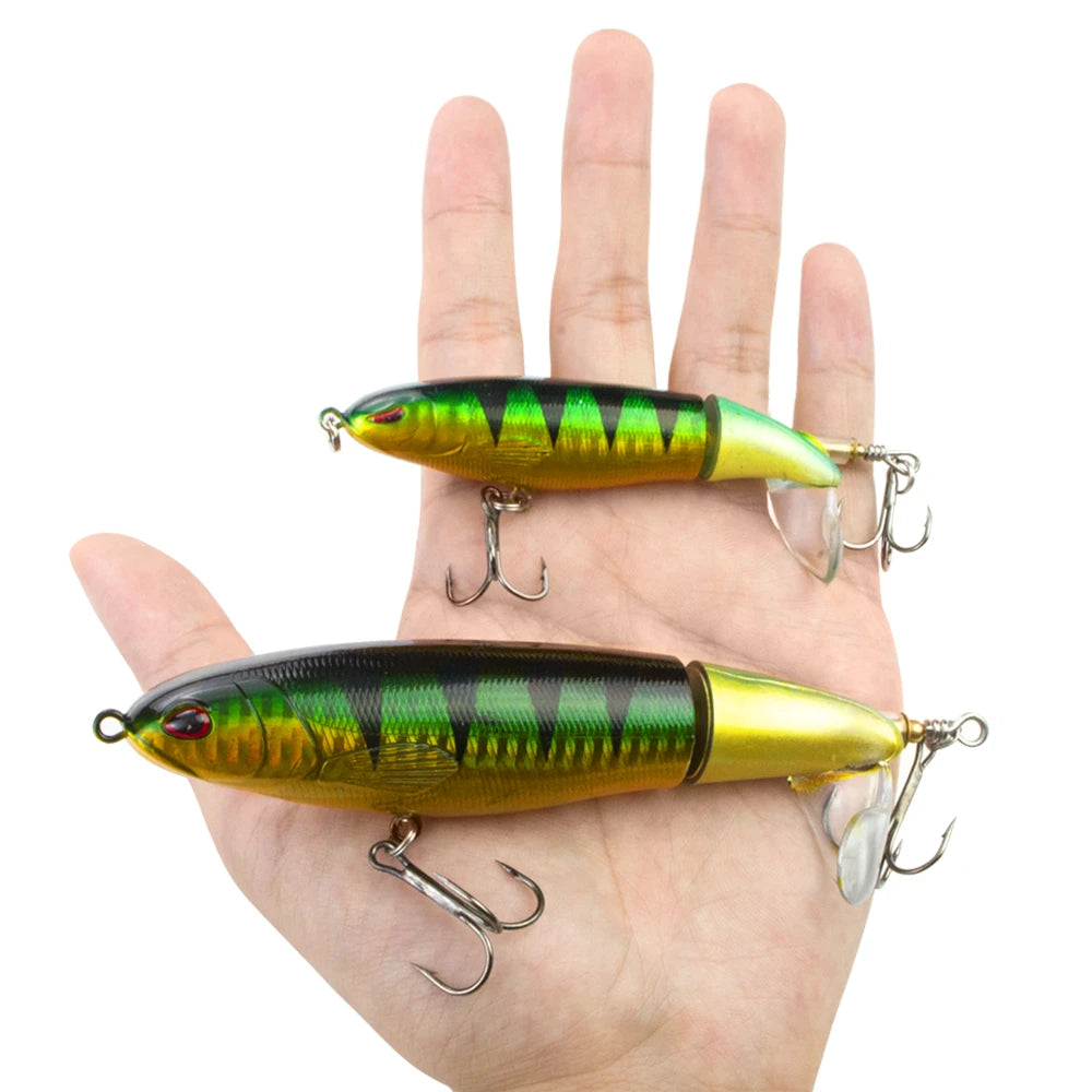 Whopper Popper Fishing Lure - Soft Rotating Tail Artificial Bait for Bass, Trout & Pike - Topwater Fishing Lures for Freshwater & Saltwater