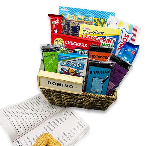 Best Cabin Fever Fun & Games Basket Set - Indoor Family Board Games & Activities for Kids & Adults - Perfect for Winter Nights, Road Trips & Cozy Evenings at Home