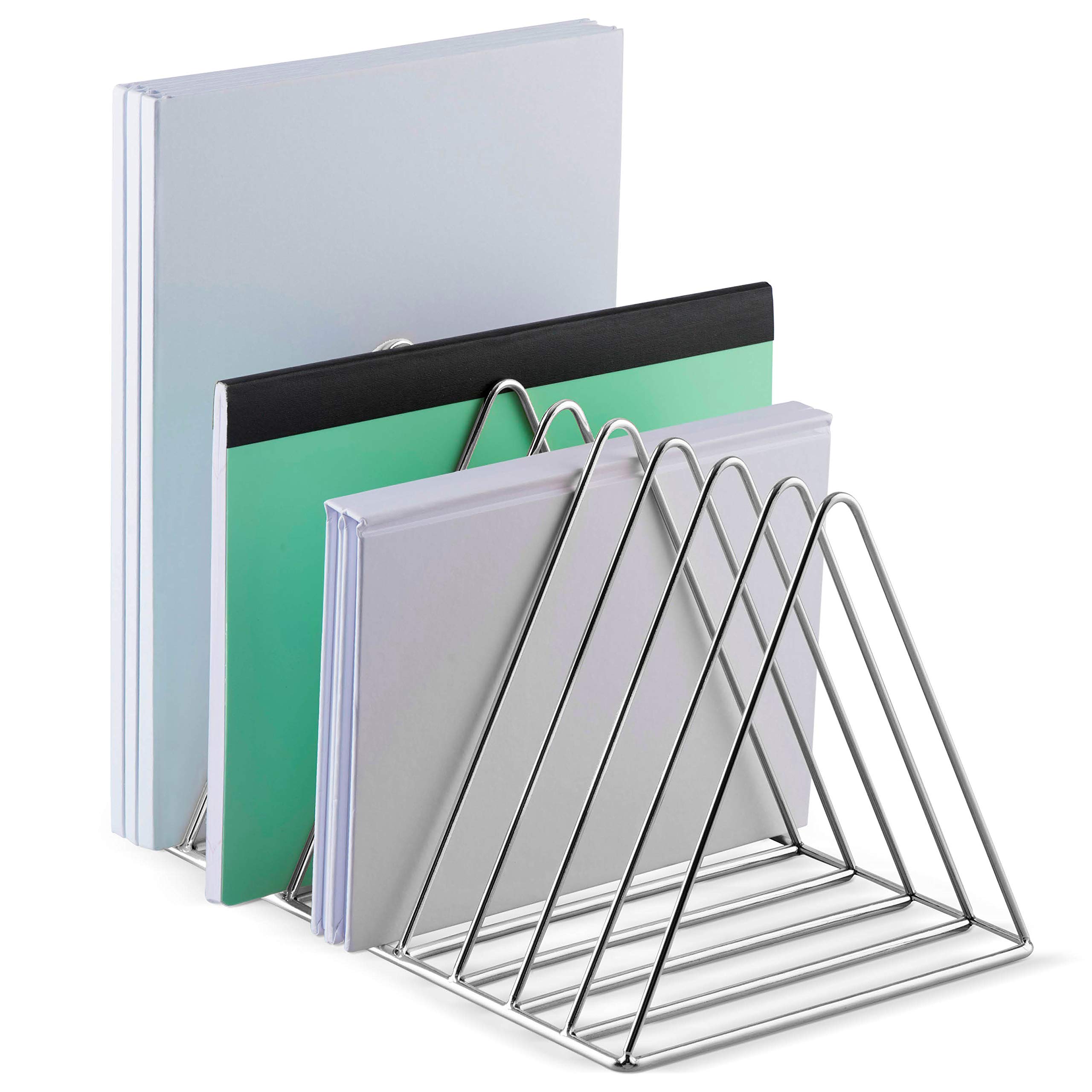 Mindspace Desk Organizers & Accessories - Modern Wire Collection Chrome Desktop Bookshelf | Home Office Supplies, Mail & Document Organizer | Perfect for Workspace Decor & Productivity