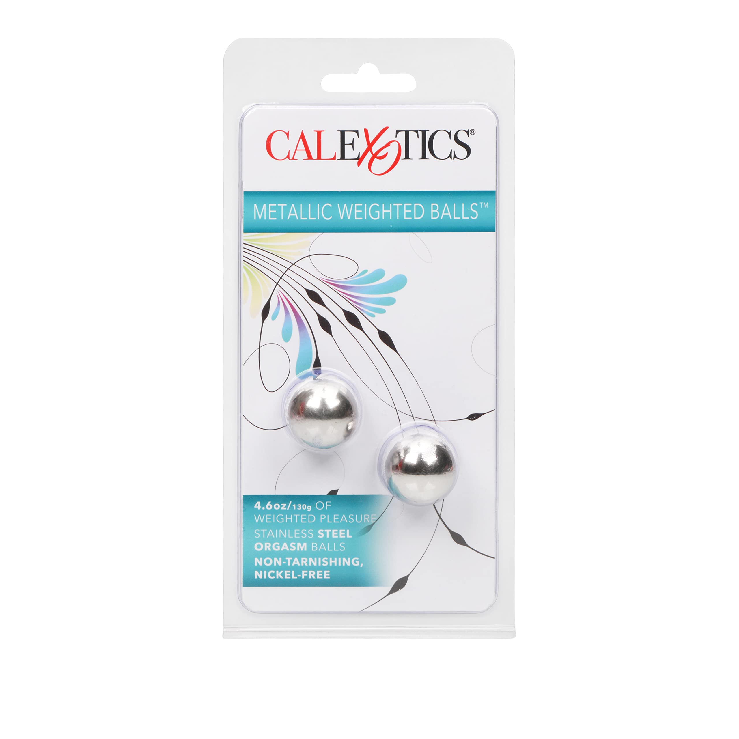 CalExotics Weighted Kegel Balls for Women - Metallic Ben Wa Balls Pelvic Floor Exerciser - Strengthen Bladder & Enhance Orgasms - Silver Sex Toy for Intimate Fitness & Pleasure - Perfect for Home Use, Couples Play & Postpartum Recovery