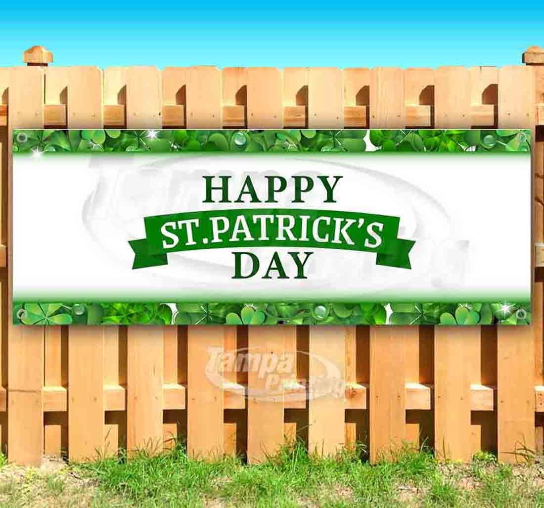 St. Patrick's Day Vinyl Banner 13 oz - Heavy-Duty Single-Sided with Metal Grommets for Outdoor & Indoor Decor - Perfect for Parties, Parades & Irish Celebrations