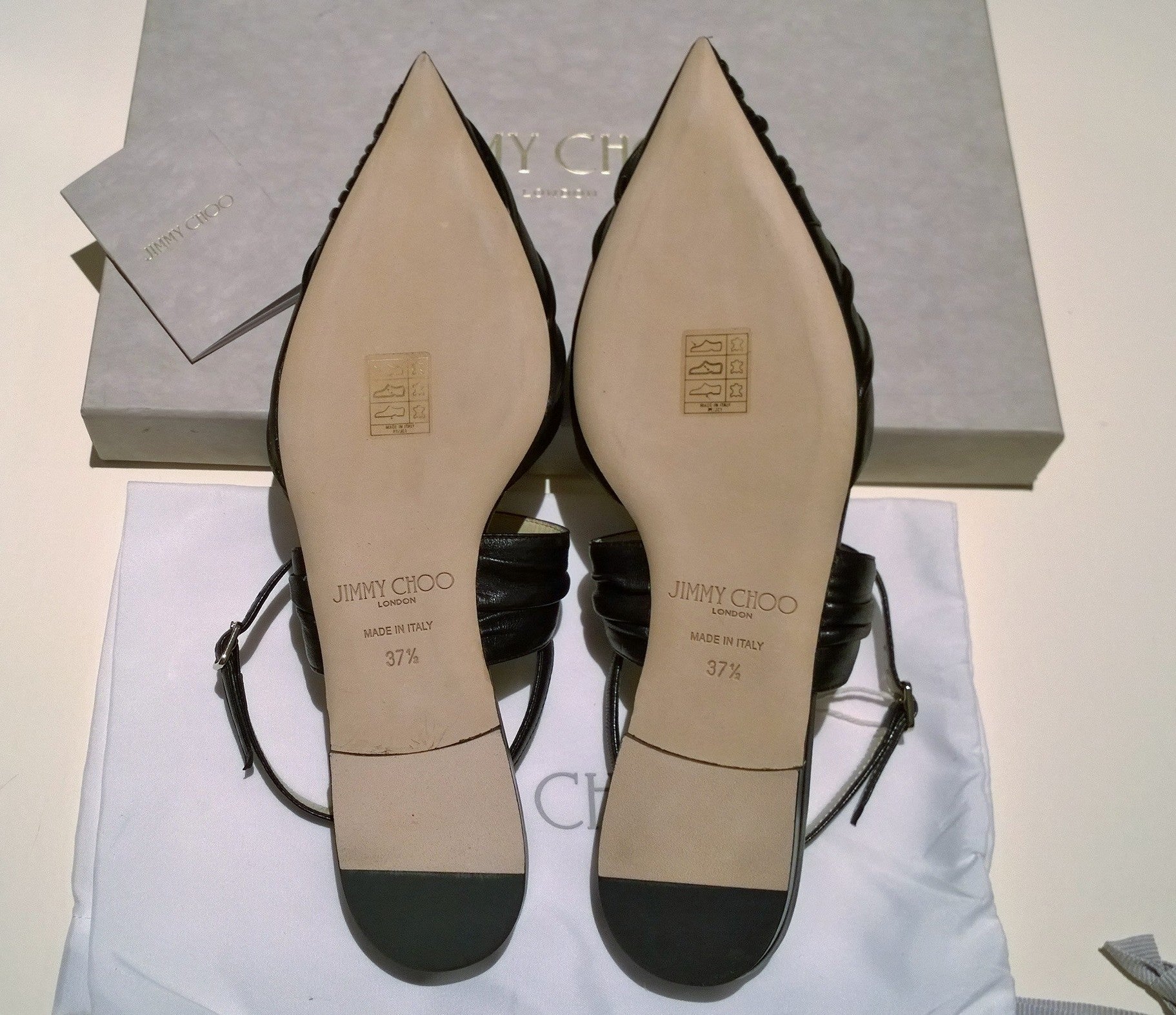 Jimmy Choo Basil Black Leather Pleated Ankle Strap Flats - Women's Elegant Dress Shoes for Weddings, Parties & Evening Events