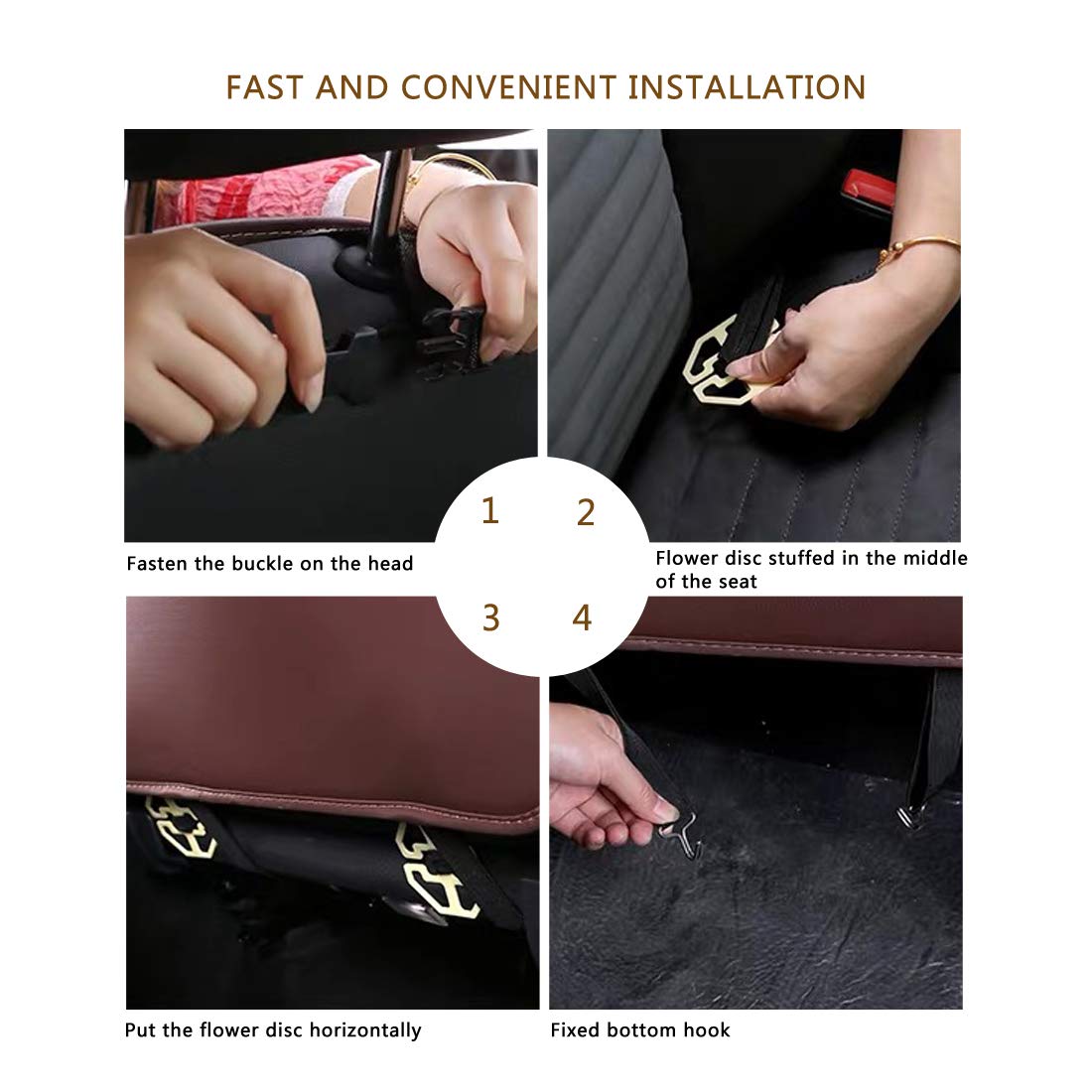 PU Leather Car Back Seat Organizer with Storage Tray - for Kids Toys & Travel Accessories