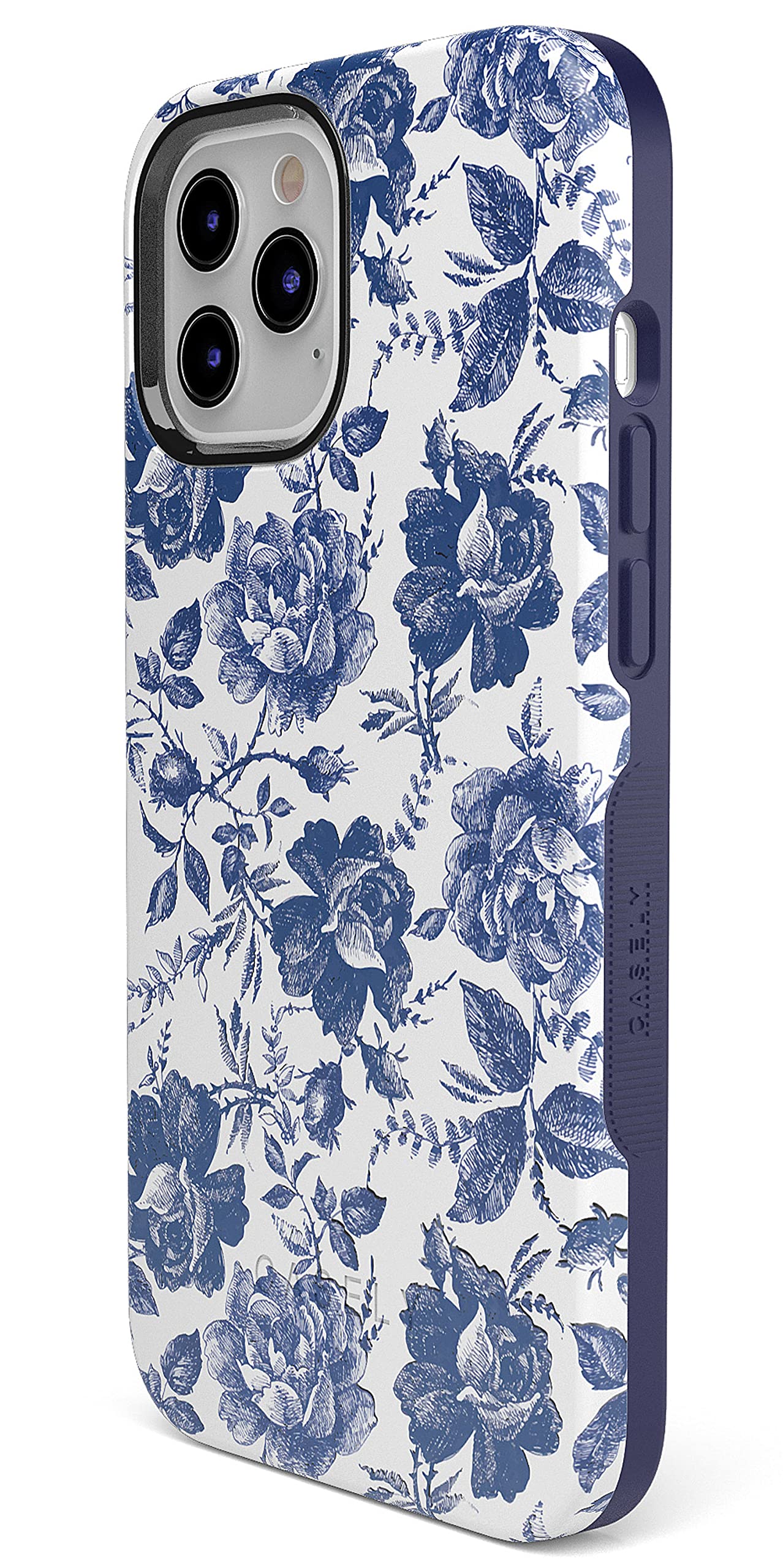 Casely iPhone 12 Pro Max Case Floral Design - Rose to Fame Coquette Blue & White Rose Phone Cover | Protective Slim Fit Shockproof Case for Women Girls | Perfect for Daily Use, Work, Travel & Gift Giving