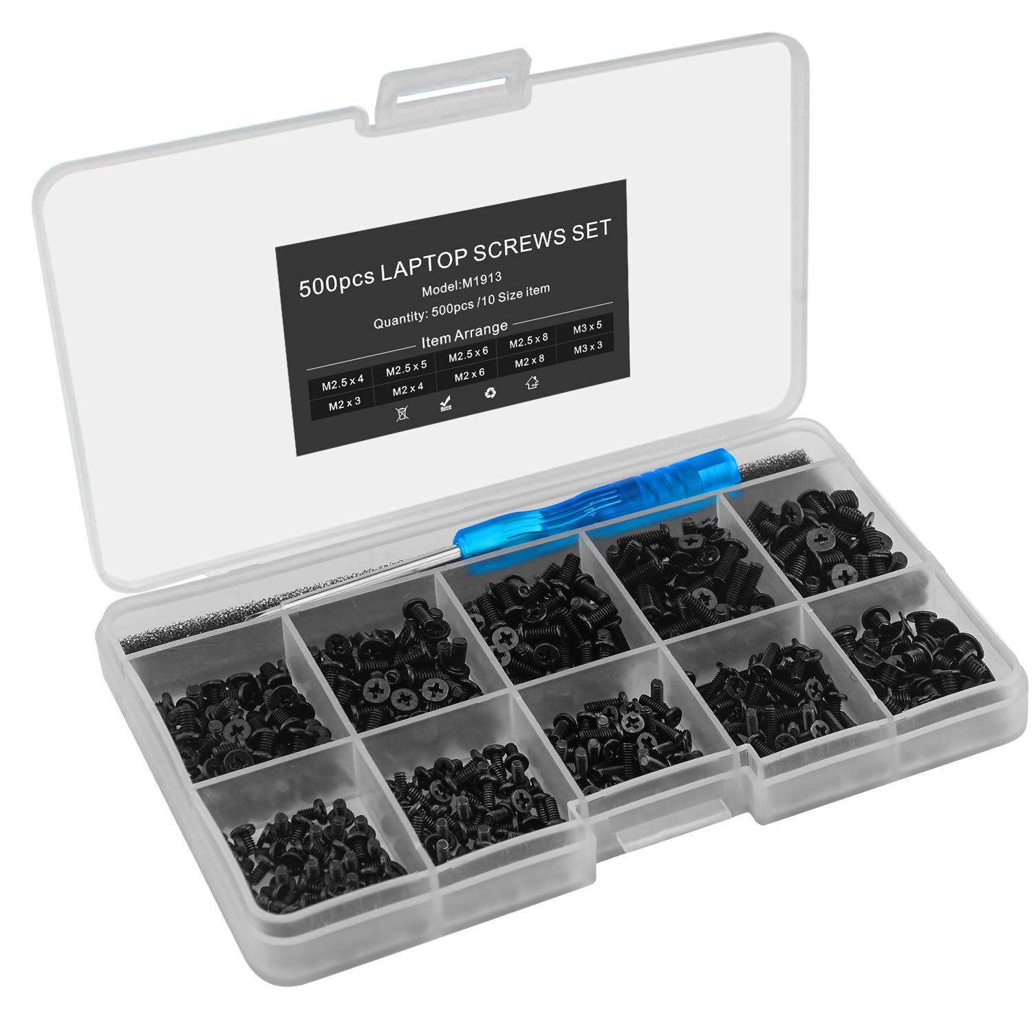 500pcs Universal Laptop Screw Set Kit for IBM HP Dell Lenovo Samsung Sony Toshiba Acer Gateway - Includes Screwdriver | Computer Repair & Maintenance Accessories for DIY Tech Support