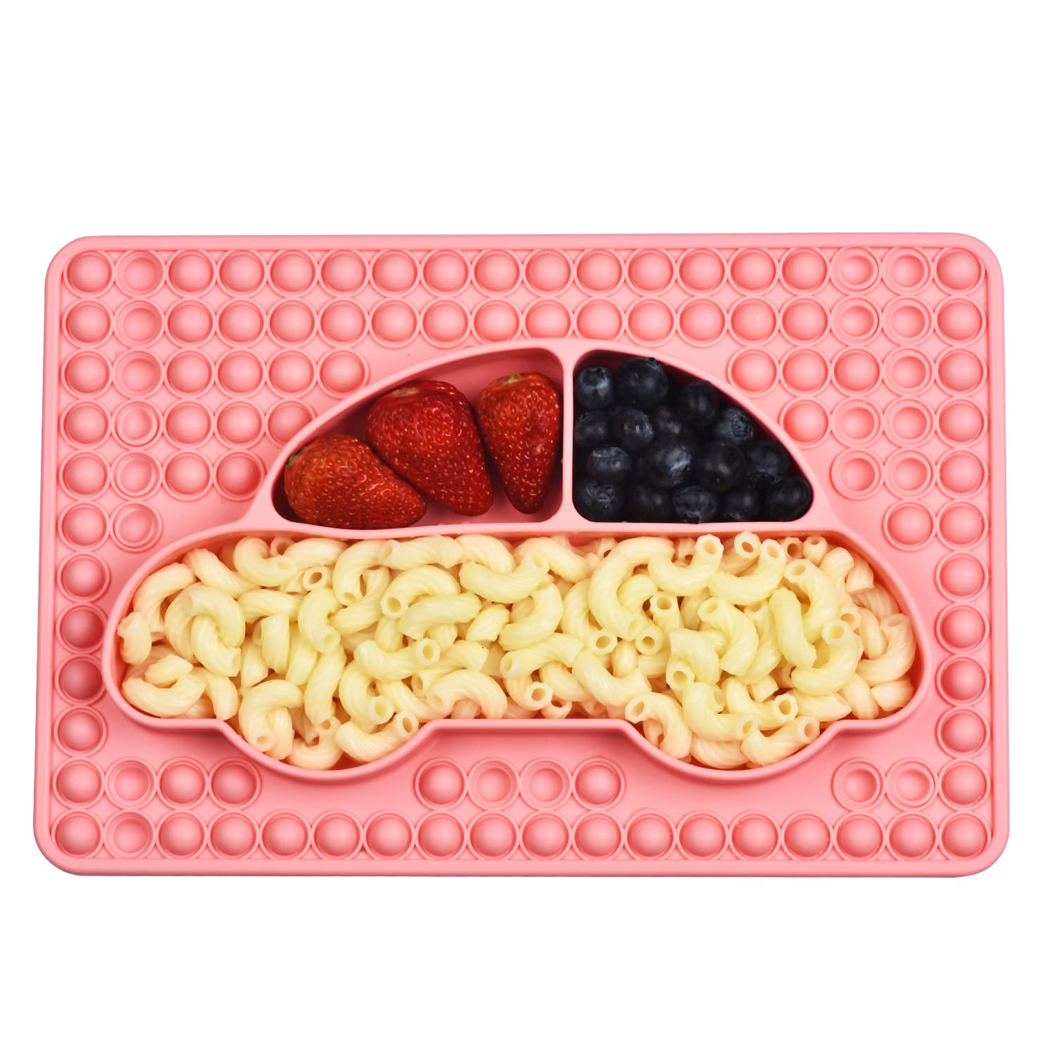 **Non-Slip Silicone Baby Plates with Divided Sections - BPA-Free Toddler Dish Set for Self Feeding & Eating Training - Built-in Pop It Fidget Toy for Kids - Perfect for Mealtime, Snacks & Sensory Play**