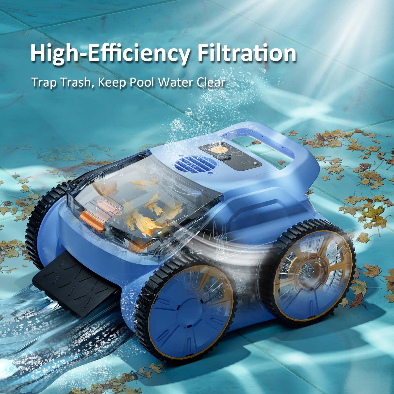 Seauto Automatic Pool Vacuum Cleaner - Robotic Pool Cleaner for Above Ground & Inground Pools, Covers 2100 Sq.ft, 180 Mins Runtime, Wall & Floor Cleaning with Auto Mode - Perfect for Backyard, Inground & Above Ground Pool Maintenance