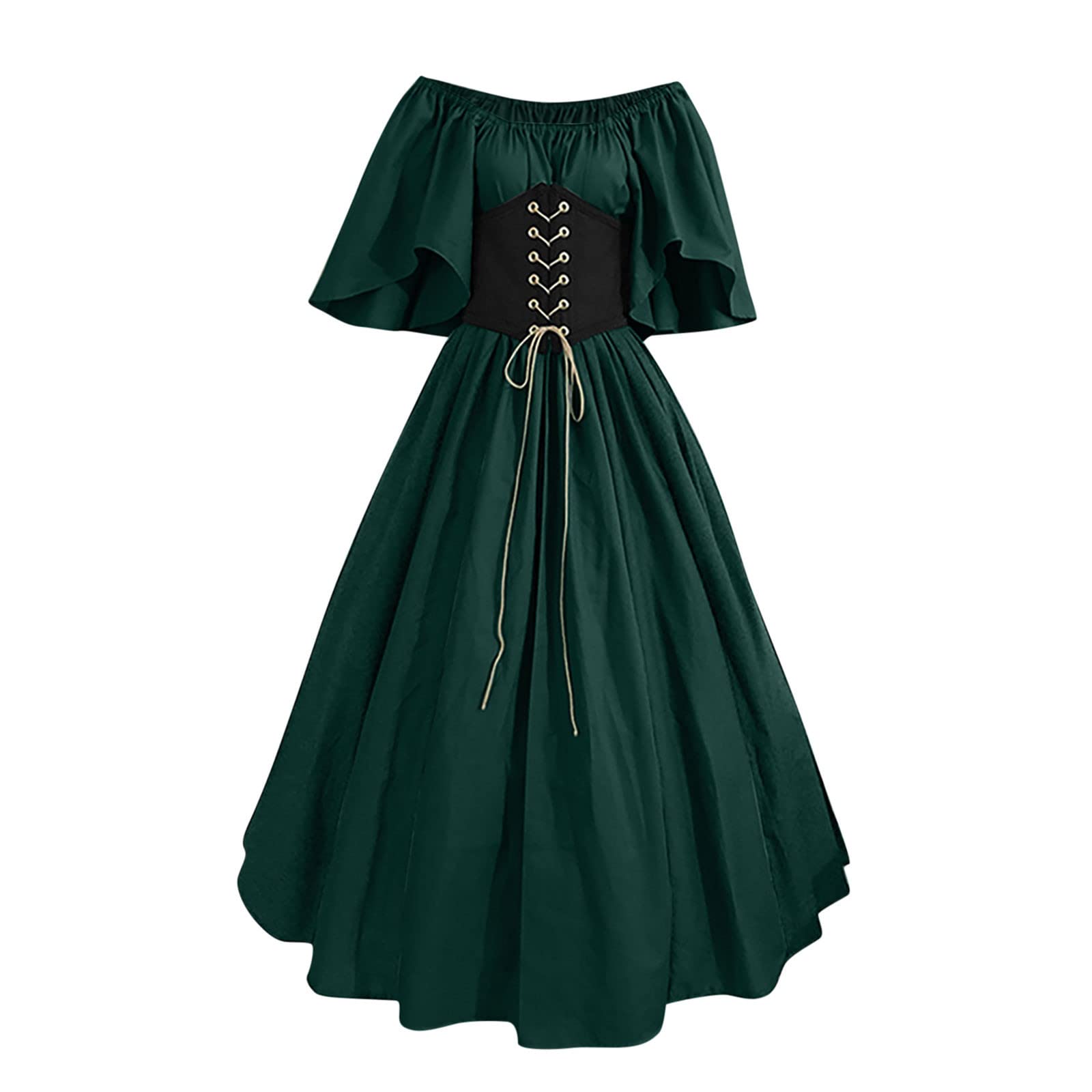 Vintage Halloween Dresses for Women - Medieval Gothic Costume, Patchwork Renaissance Dress, Retro Irish Long Sleeve Dress for Cosplay, Halloween Party & Renaissance Fair Outfits