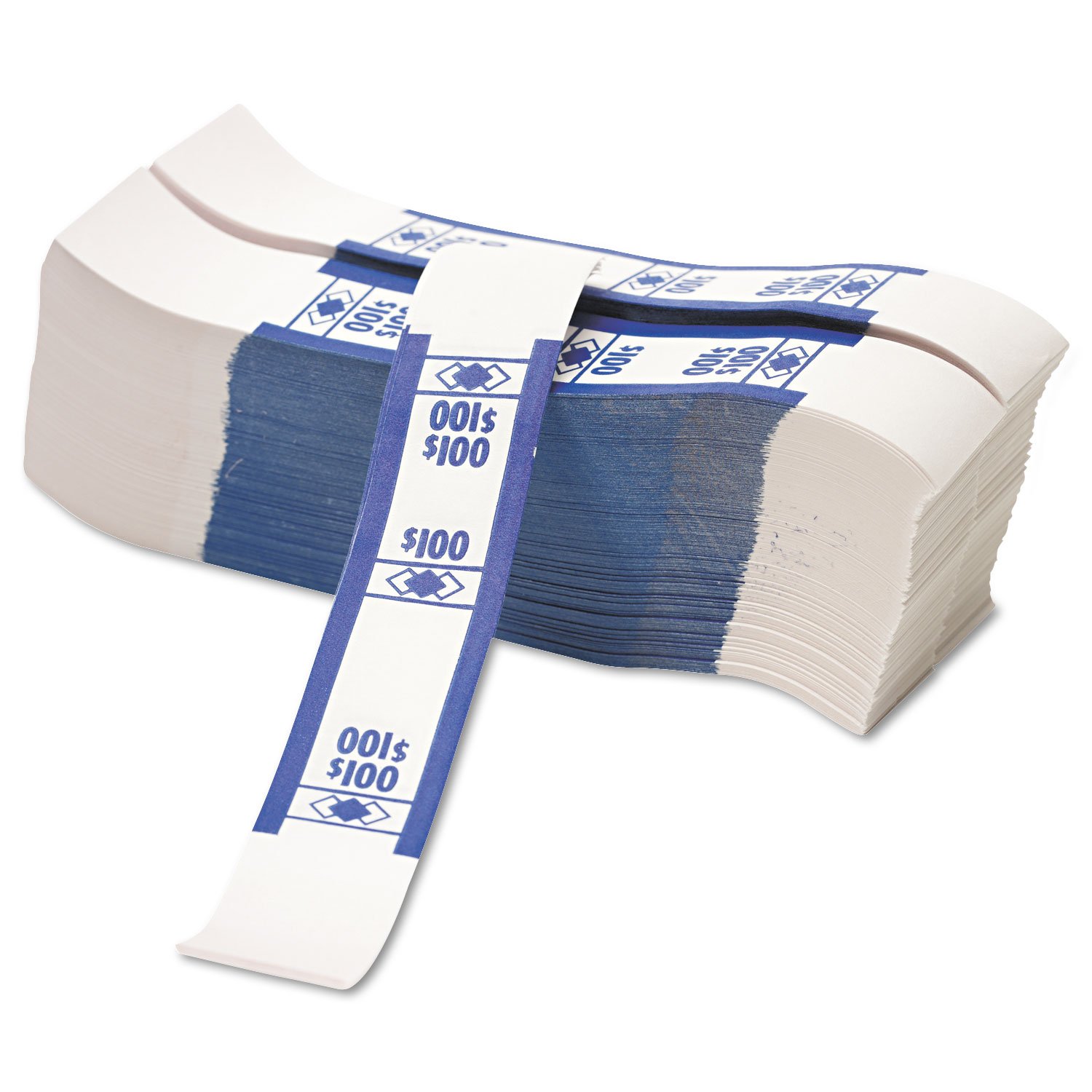 PM Company 55027 Self-Adhesive Color-Coded Kraft Currency Straps for $100 Bills - 1000/Pack - Ideal for Bank Cash Wrapping, Retail Money Management & Small Business Cash Handling