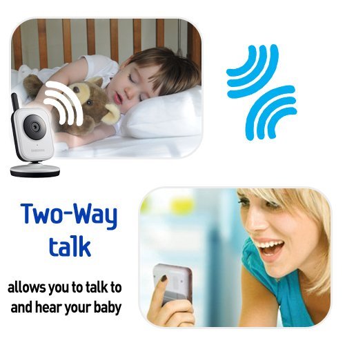 Samsung SEW-3036W White Baby Monitor with HD Camera & Night Vision - Wireless Baby Monitoring System for Nursery, Bedroom & Travel