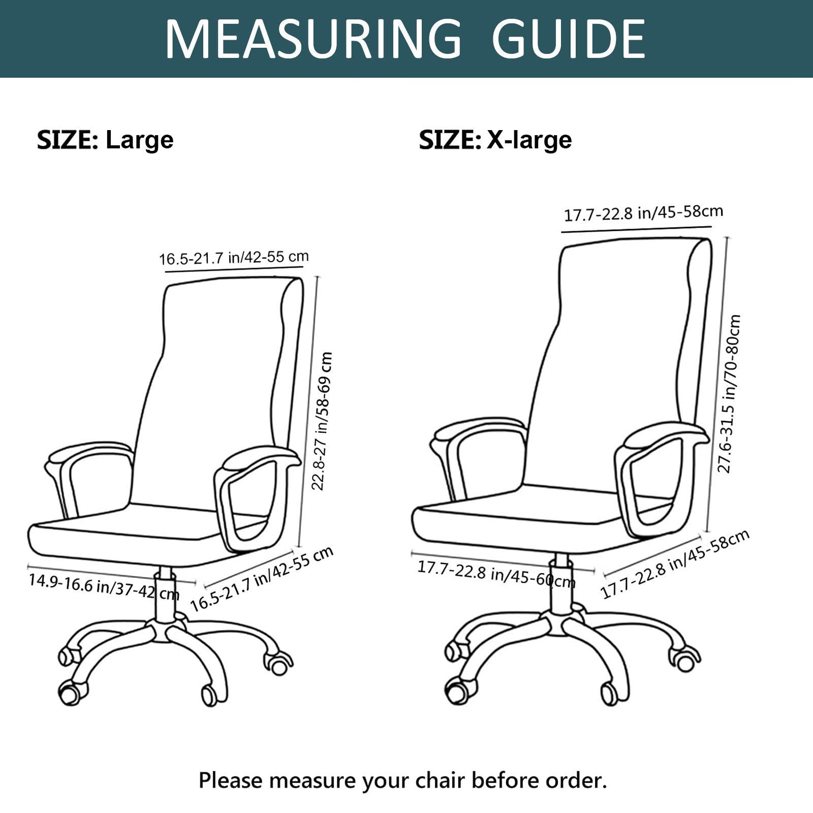 Soft Velvet Stretch Office Chair Cover with Arm Covers - Grey X-Large | Breathable Rotating Desk Chair Slipcover for Home & Office Use | Perfect for Computer Chairs, Conference Rooms, and Workspaces