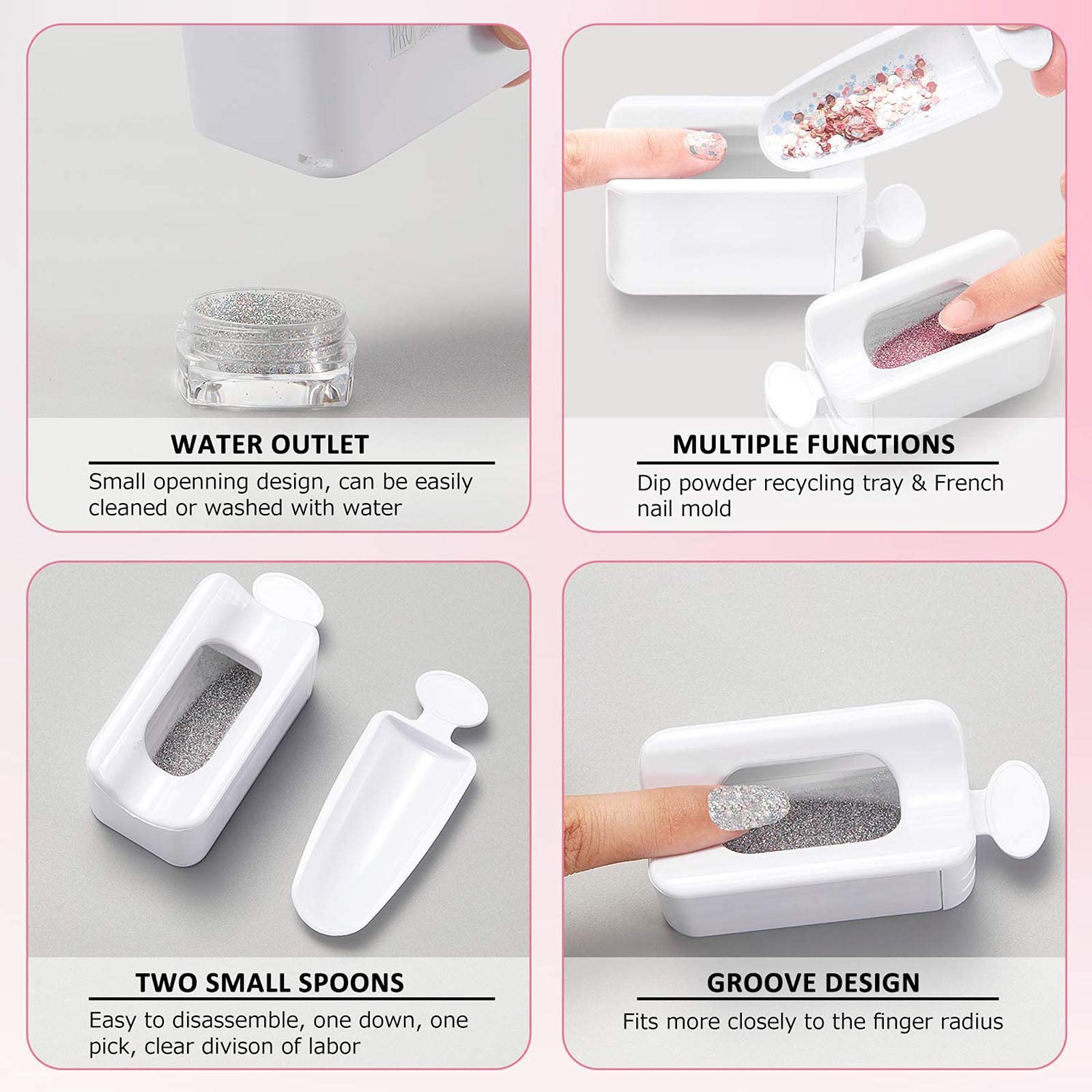 Homgee Nail Brush & Powder Recycling Tray System | French Manicure Dust Collector | Soft Nail Art Brush Cleaner | Professional Nail Salon Tools for Manicure & Pedicure | Perfect for Nail Artists & DIY Enthusiasts