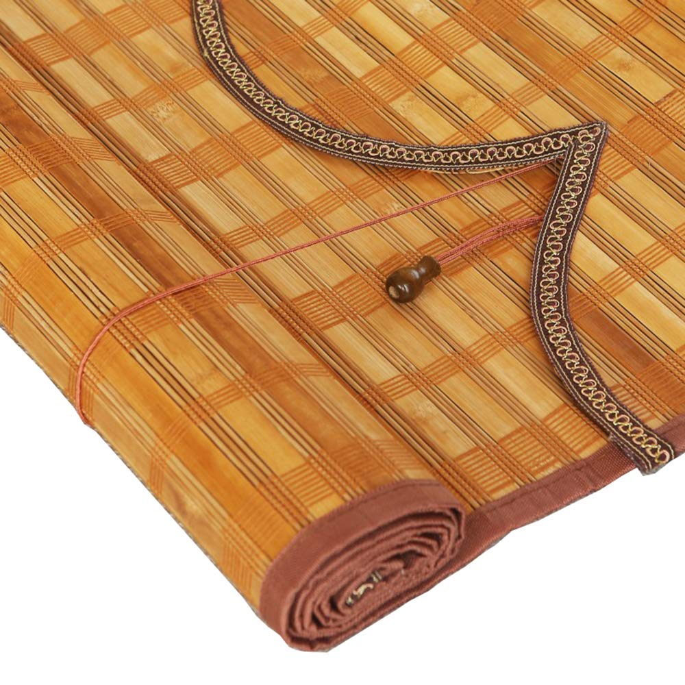 Bamboo Roller Door Curtain - Blackout & See-Through Reed Partition in Jade Yellow Wave | Perfect for Bedroom, Living Room & Office Privacy