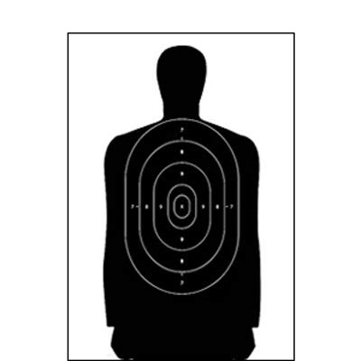 B-27F Full Size Paper Shooting Target - High Visibility Training & Practice for Indoor & Outdoor Range Use