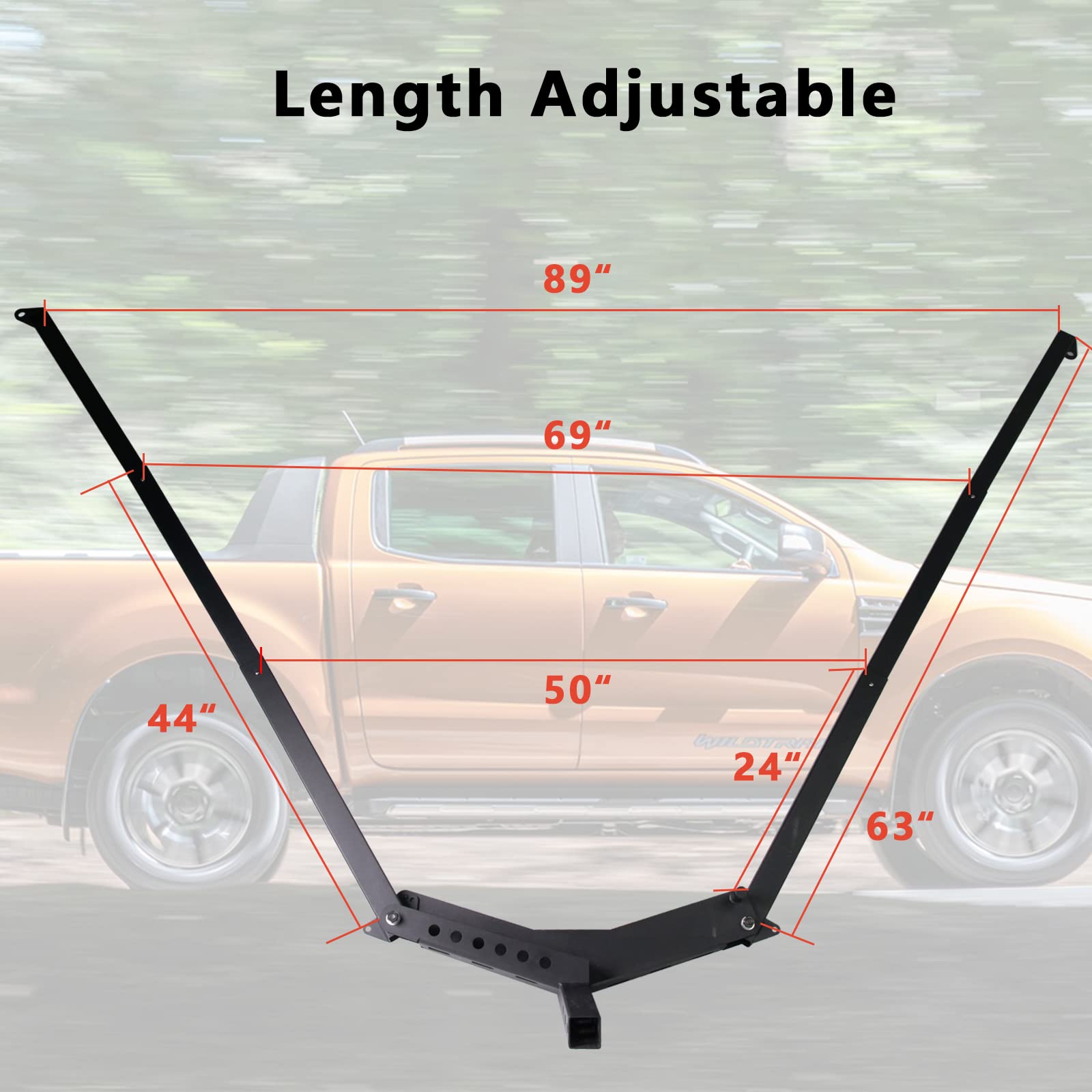 Portable Hammock Hitch Stand Mount - One Piece Design with Parachute Bed for Jeep & Pickup Trucks | Easy Installation | Perfect for Camping, Tailgating & Outdoor Adventures