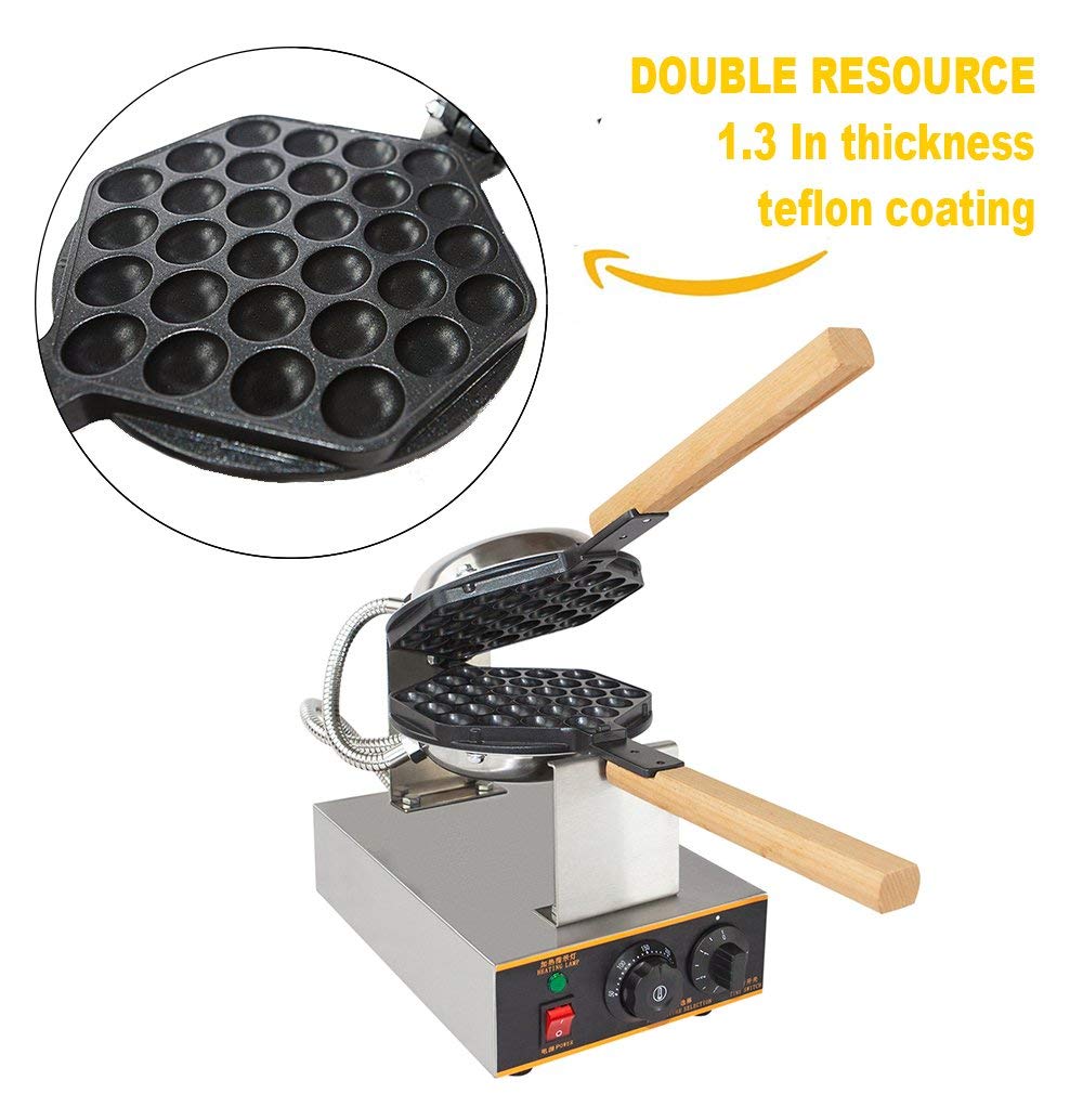 Nonstick Rotating Bubble Waffle Maker - Hong Kong Style Egg Puff, Eggettes & Belgian Waffles - Perfect for Home Kitchen, Breakfast, Dessert & Party Snacks (220V EURO Plug)