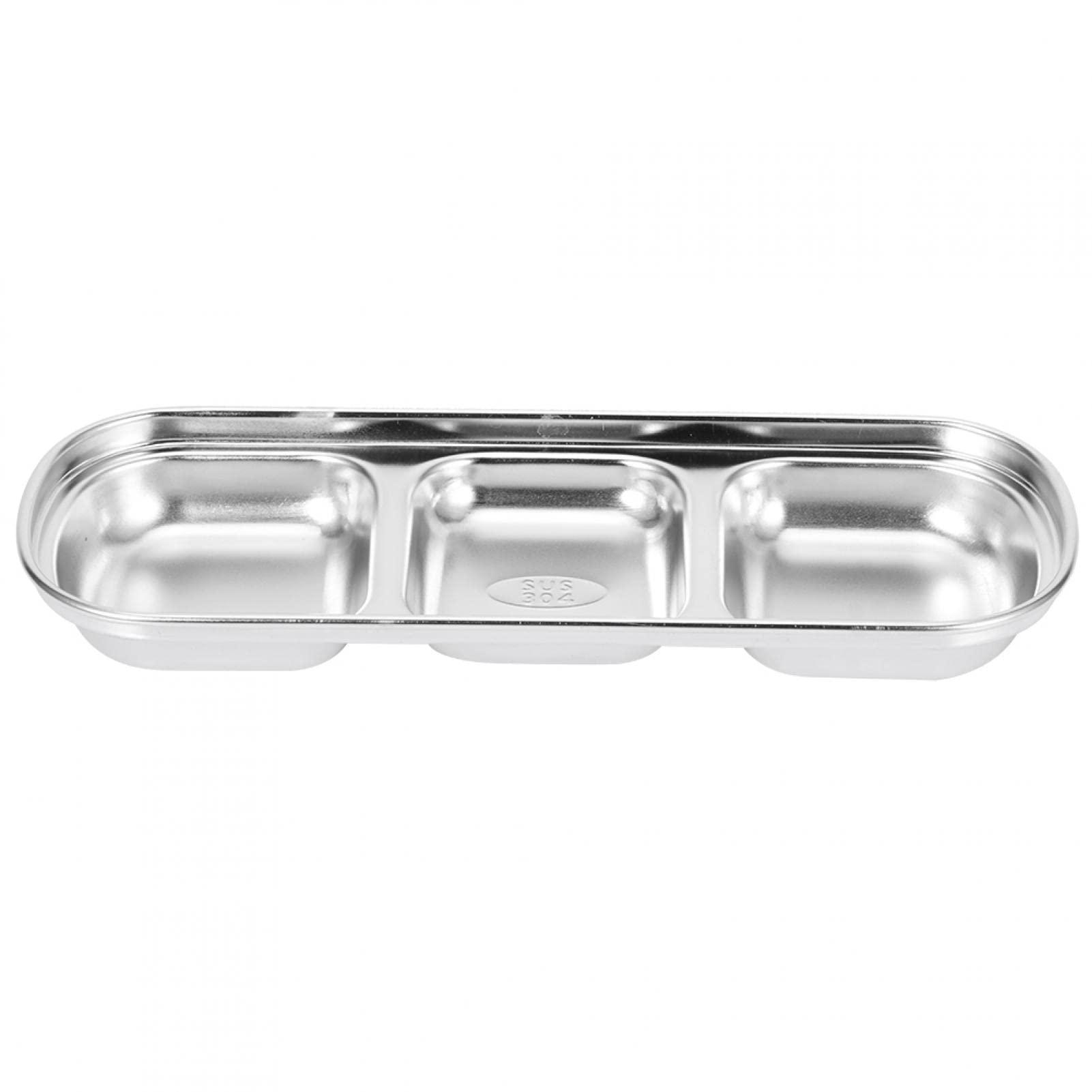 Stainless Steel Divided Snack Plate with 3 Compartments - Perfect for Seasoning, Dipping Sauces, Snacks & Appetizers | Ideal for Kitchen, Dining Table & Party Serving (82051)