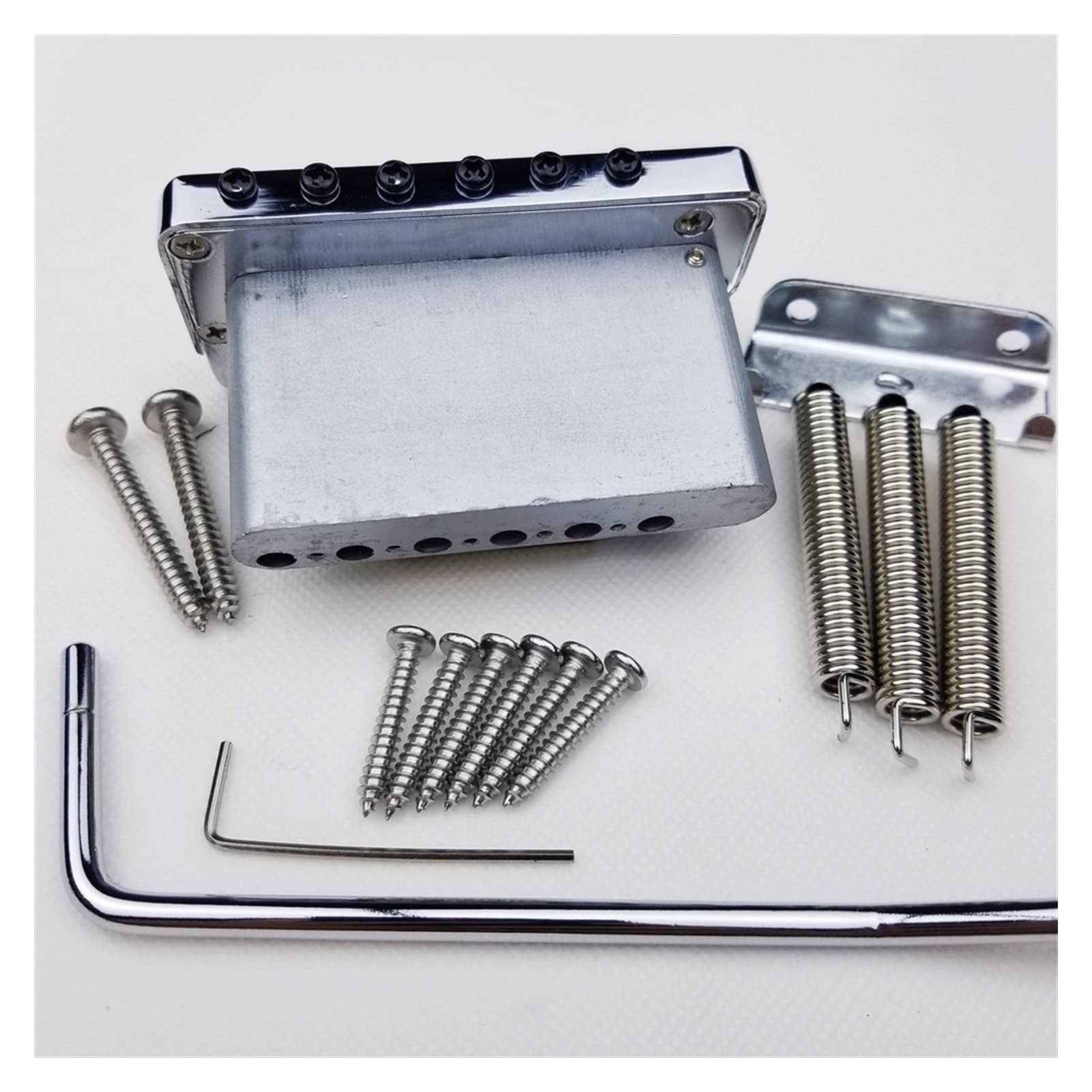 Electric Guitar Fixed Bridge - 6 Screw Tremolo System, Chrome Silver Replacement Part for Enhanced Stability & Sustain | Perfect for Rock, Blues & Metal Performances