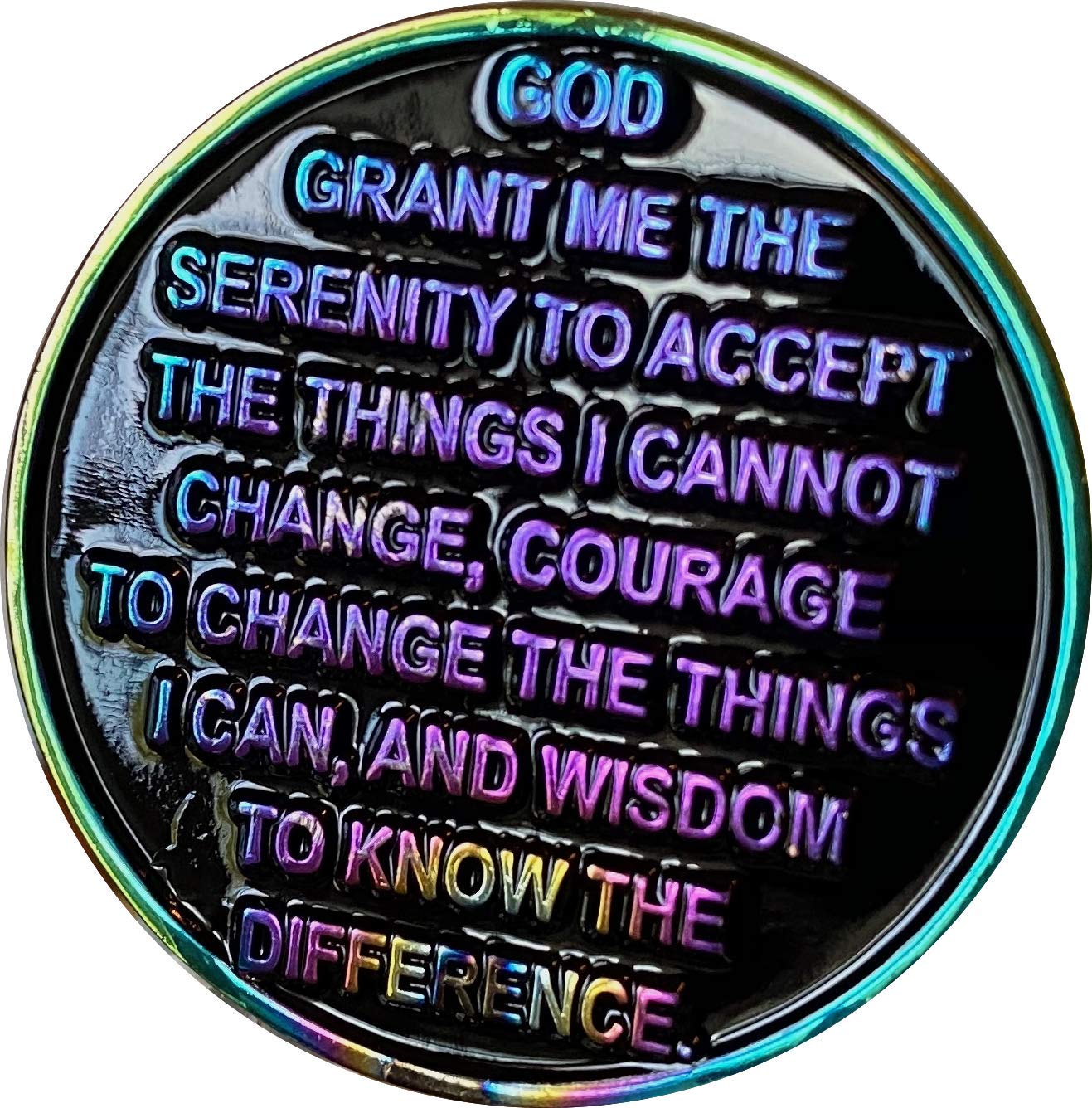 3 Year AA Medallion Reflex Rainbow Plated Black Sobriety Chip III - Alcoholics Anonymous Recovery Token for Milestone Celebrations, Support Group Gifts & Personal Motivation