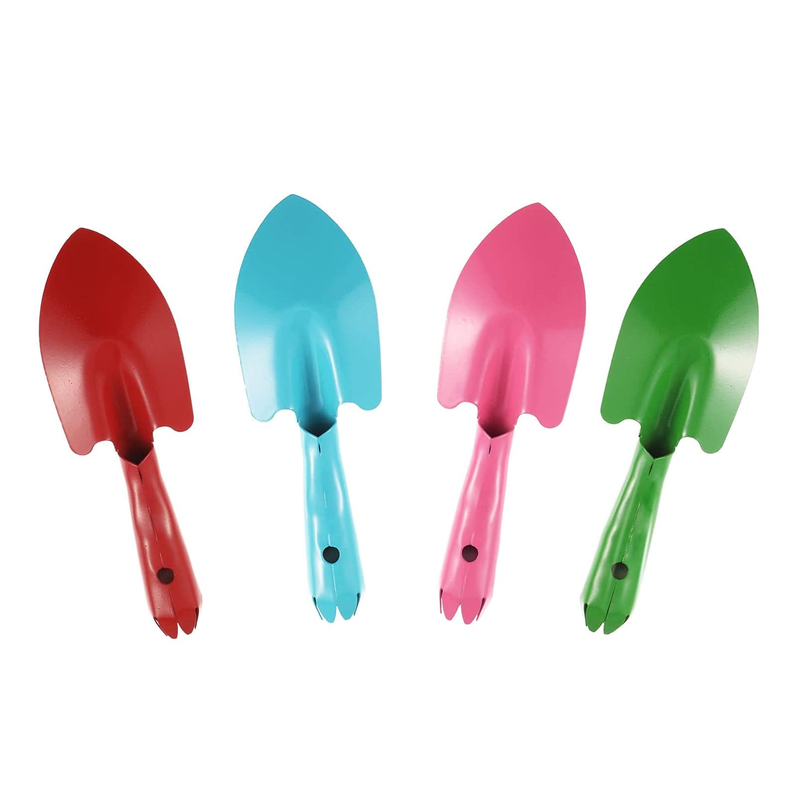 4Pcs Mini Colorful Metal Garden Hand Shovels - Flower Planting, Soil Digging & Transplanting Tools for Succulents, Potted Plants & Beach Use - Lightweight Gardening Shovel Set for Home & Outdoor Activities