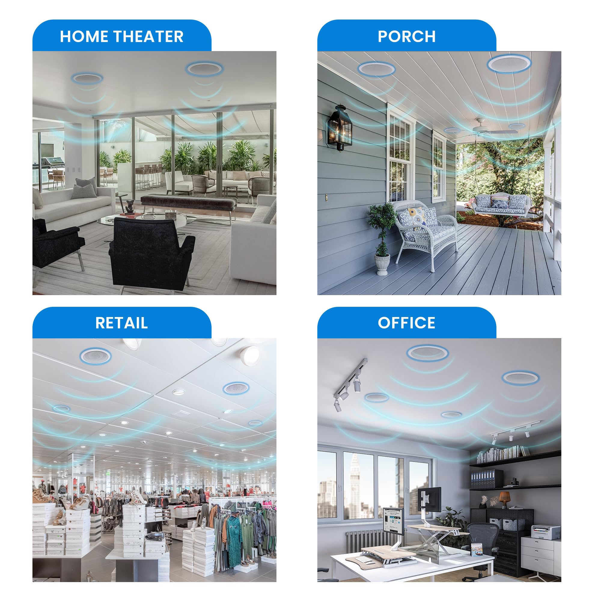 Acoustic Audio CS-IC83 8-Inch In-Ceiling Speakers - 5 Pair Pack (10 Speakers) | 3-Way Home Theater System | Flush Mount Design for Surround Sound | Perfect for Living Room, Basement & Home Theater Installation