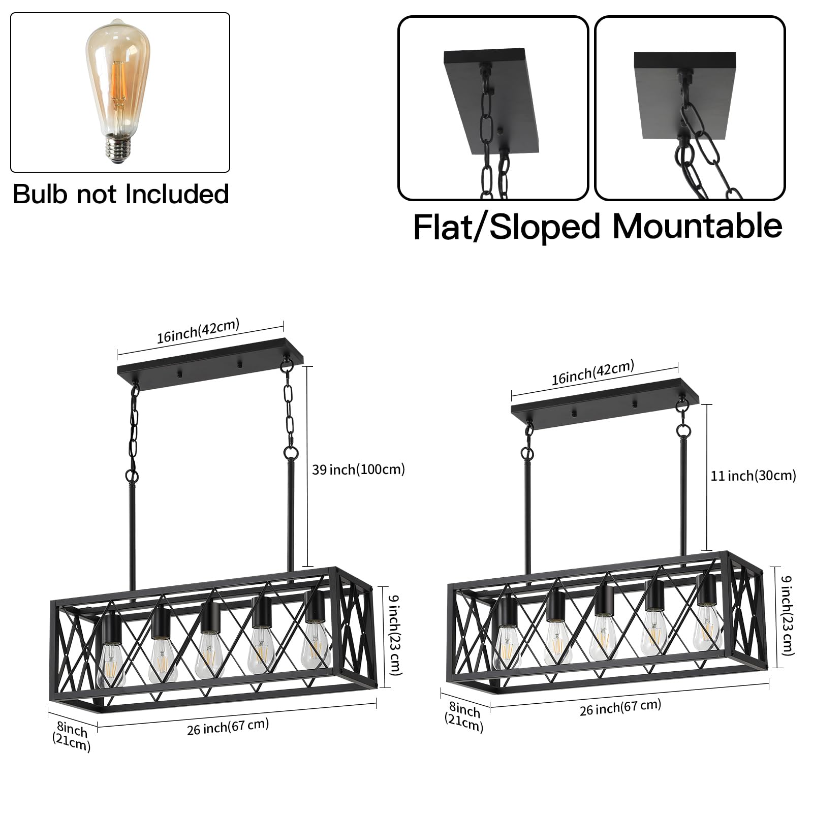 KEESFU Black Farmhouse Kitchen Island Pendant Light - 5-Light Adjustable Height Industrial Dining Room Chandelier for Kitchen, Living Room, Foyer & Over Dining Table or Sink | Rustic Home Decor Lighting Fixture | Perfect for Farmhouse, Industrial & Modern Interior Design