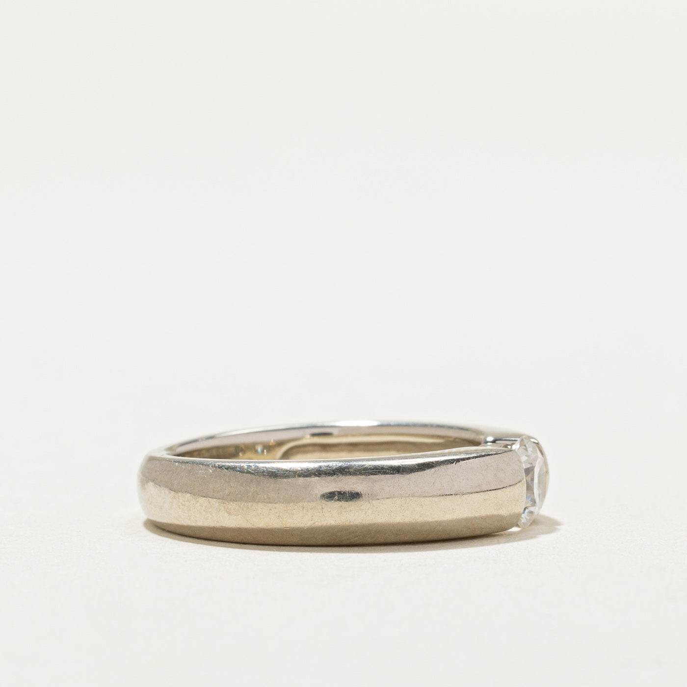18K White Gold Tension Set Diamond Ring - 0.43ct Round Cut Solitaire Engagement Ring - Size 5.5 - Perfect for Proposals, Anniversaries & Special Occasions