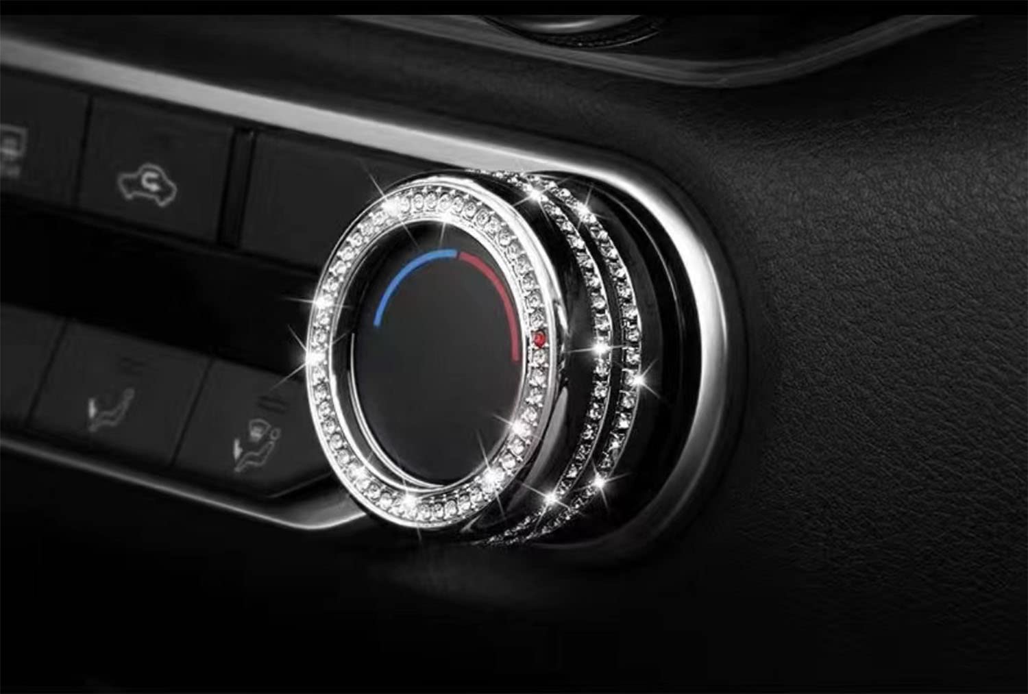 **2020-2022 Nissan Sentra Bling Interior Accessories – Rhinestone Crystal AC Knob Rings (2-Piece Set) – Stylish Car Decor for Customization & Luxury Driving Experience**