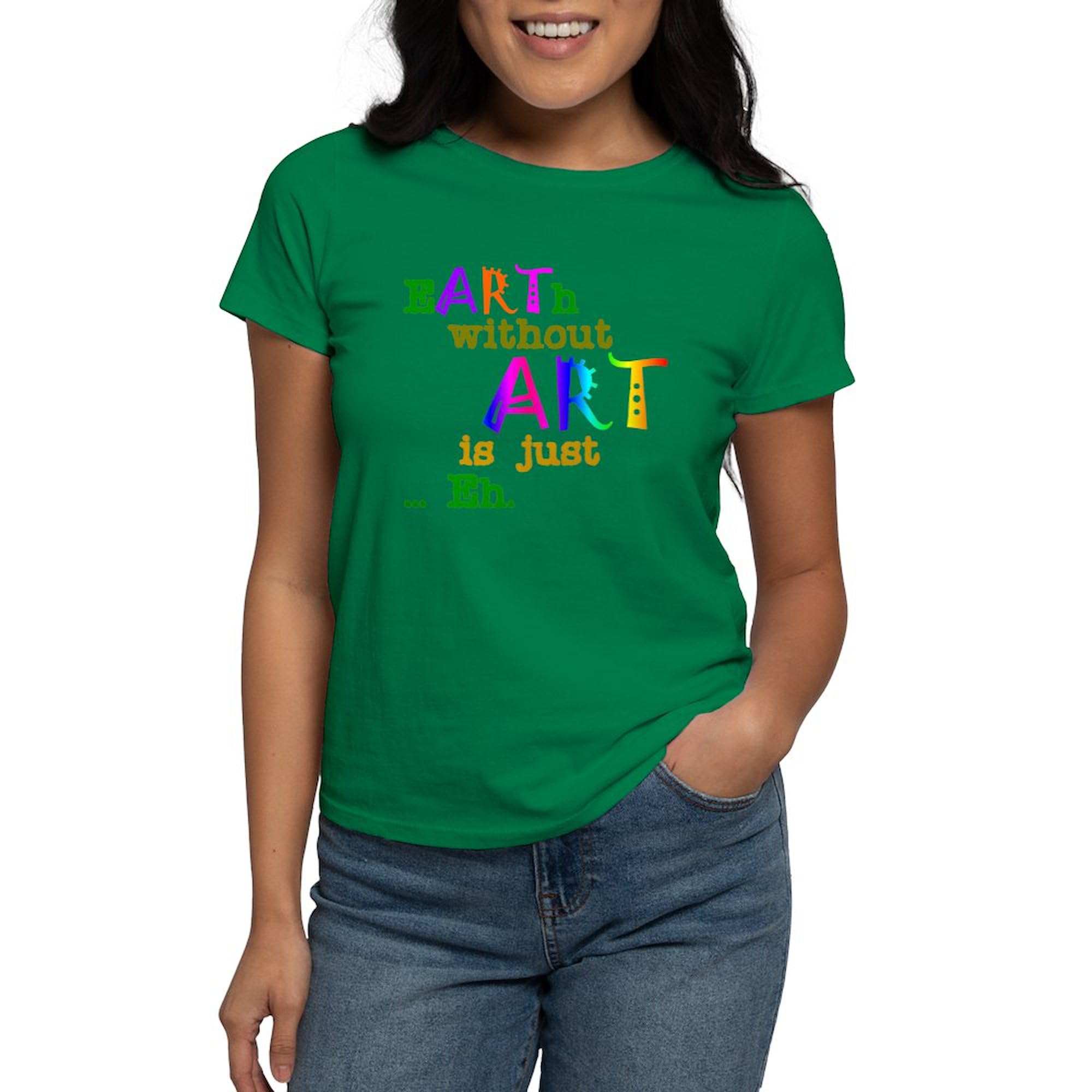 Earth Without Art Women's Dark Cotton T-Shirt - Comfortable Casual Tee for Everyday Wear, Graphic Art Apparel for Women