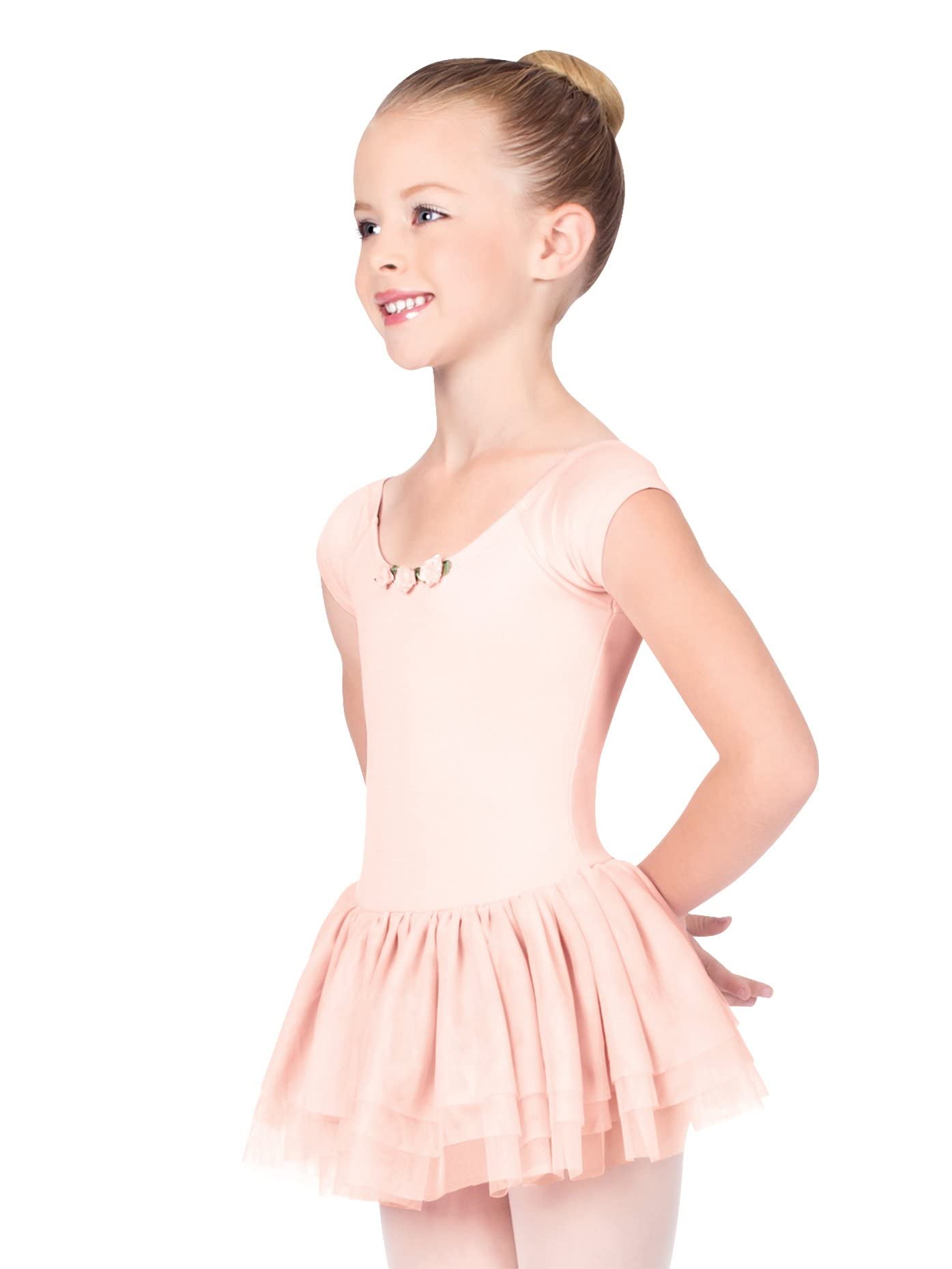 Girls Short Sleeve Dance Dress - Ballet, Jazz & Performance Costume for Kids - Perfect for Recitals, Competitions & Dance Classes