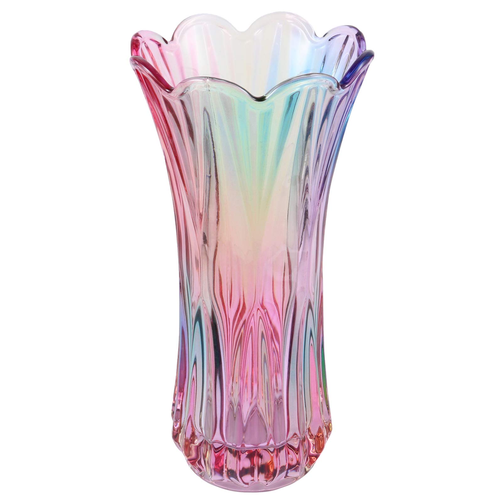 BESPORTBLE Decorative Glass Flower Vase - Rainbow Thickened Crystal Vase for Home, Office, Wedding Decor - Perfect for Centerpieces, Table Decorations and Gift Giving