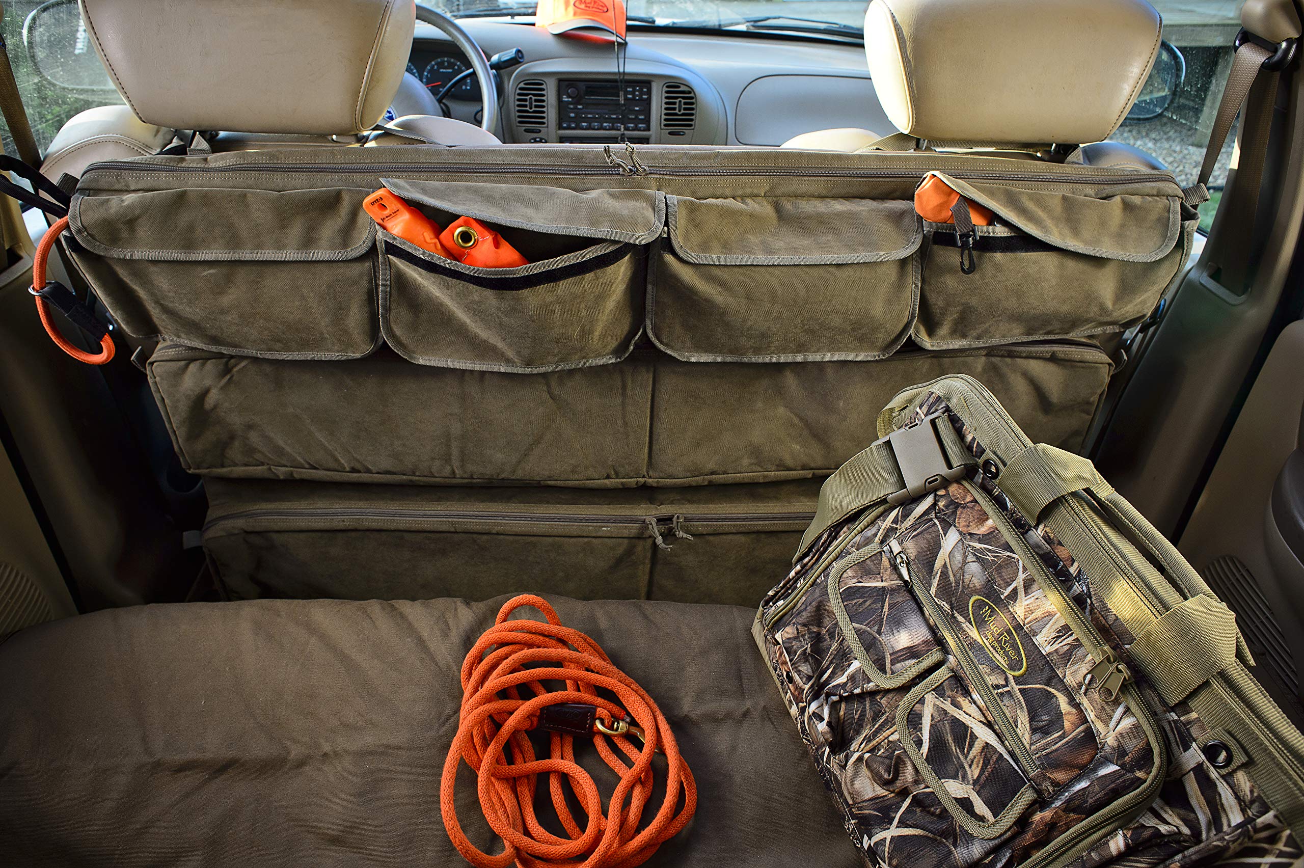 Mud River Truck Seat Organizer - Heavy Duty Car Storage Organizer for Pickup Trucks & SUVs - Perfect for Road Trips, Camping & Work Gear Organization
