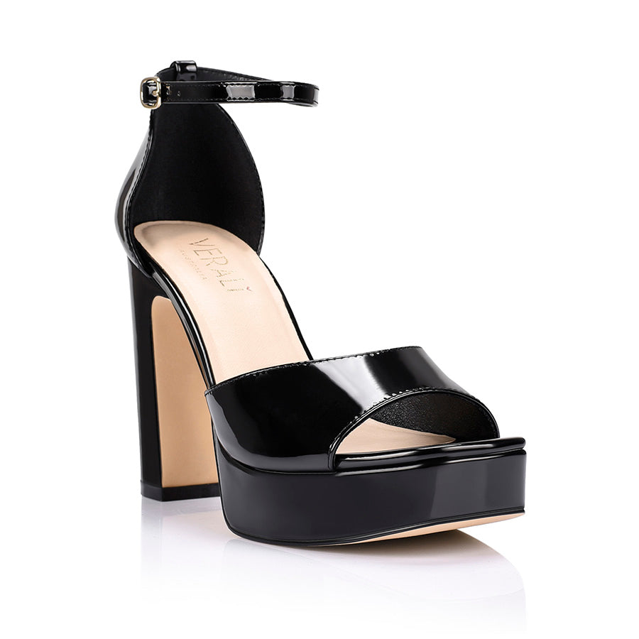 Black Patent Leather Platform Heels for Women - Stylish & Comfortable High Heels for Parties, Weddings, and Night Out