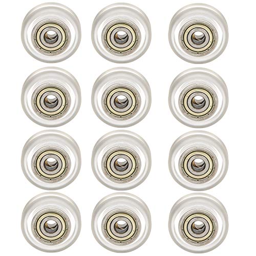 EVTSCAN 12Pcs V-Groove Plastic Pulley Wheels with Bearings - Transparent 3D Printer Parts for CNC, Robotics & DIY Projects