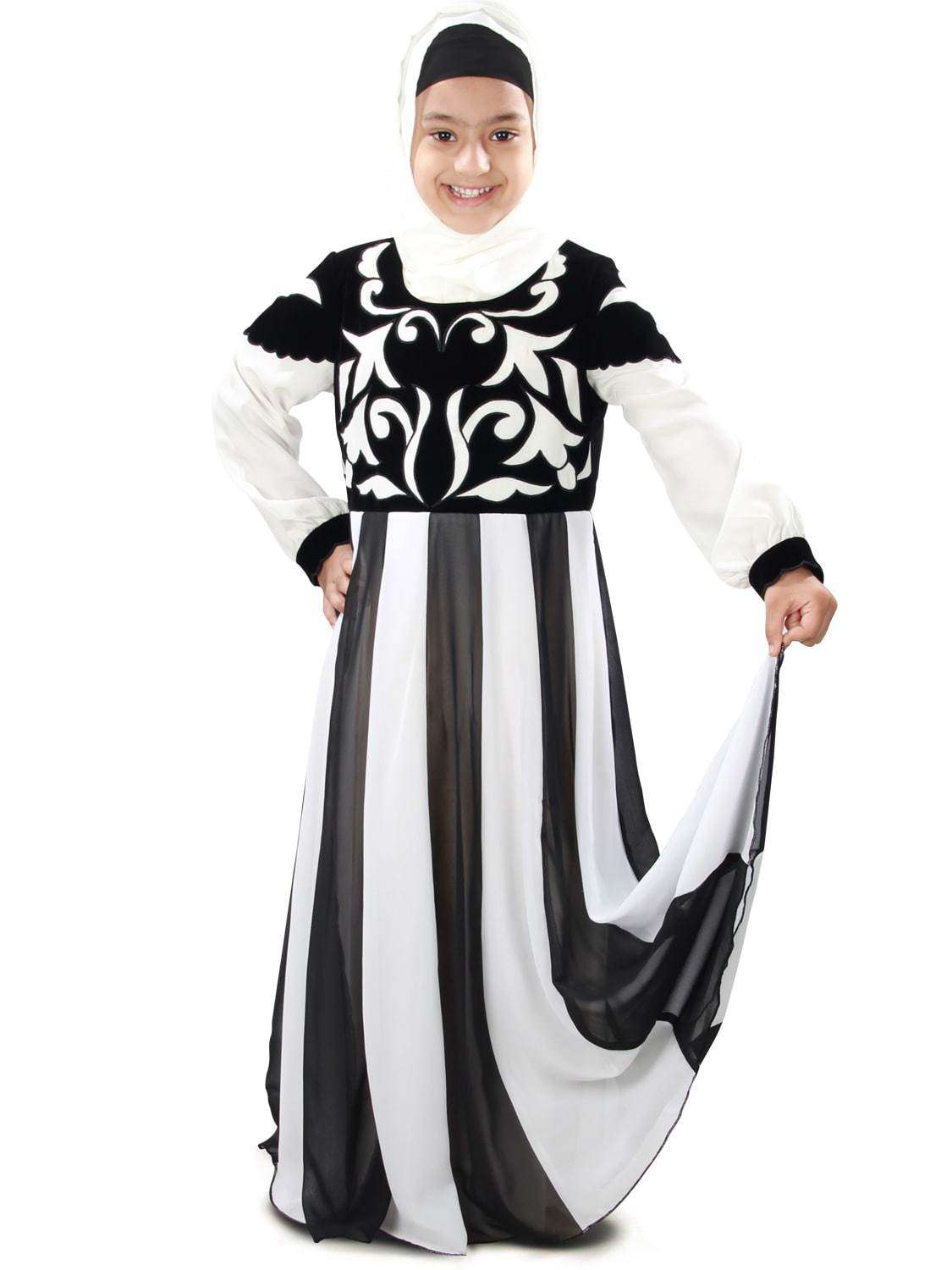 Shurafa Girls Islamic Abaya Dress for Kids - Modest Prayer Outfit for School & Special Occasions