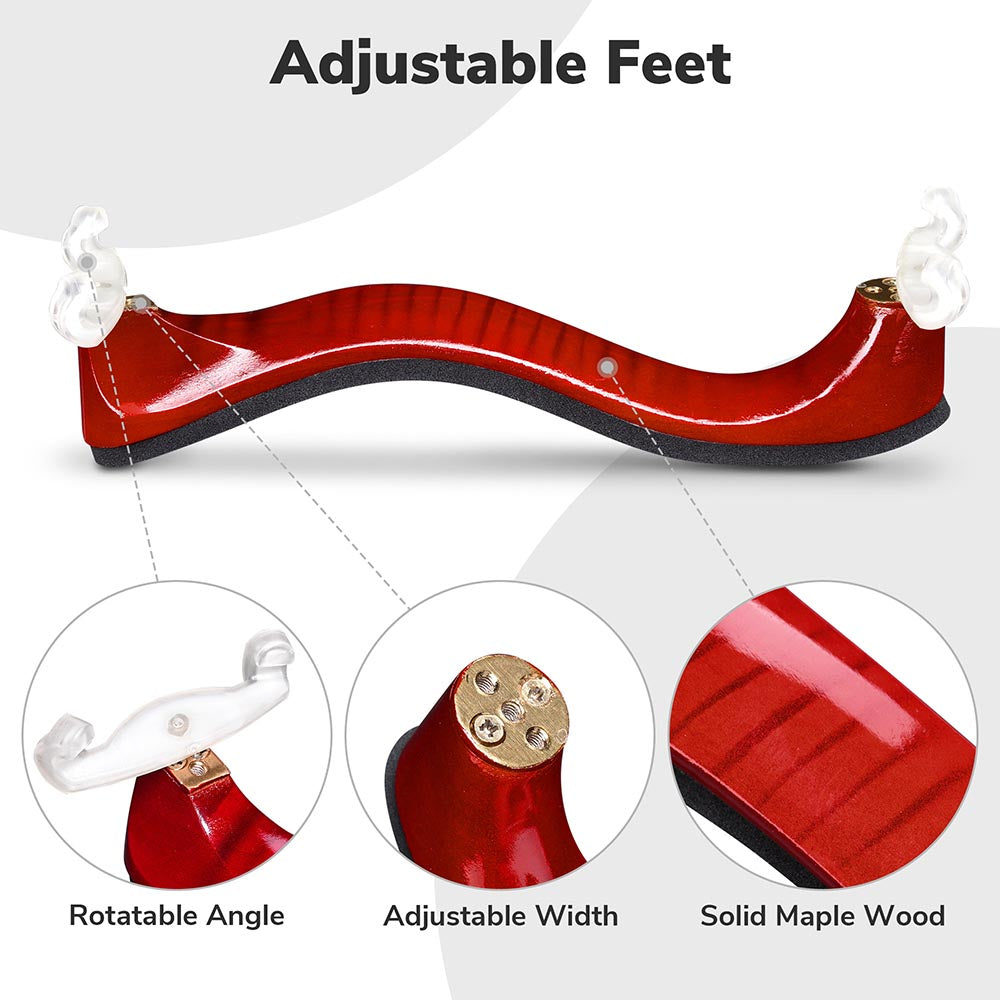 Premium Maple Wood Violin Shoulder Rest for 4/4 & 3/4 Size - Comfortable Sponge Padding - Perfect for Students & Professional Musicians - Ideal for Practice, Performances & Orchestra Rehearsals