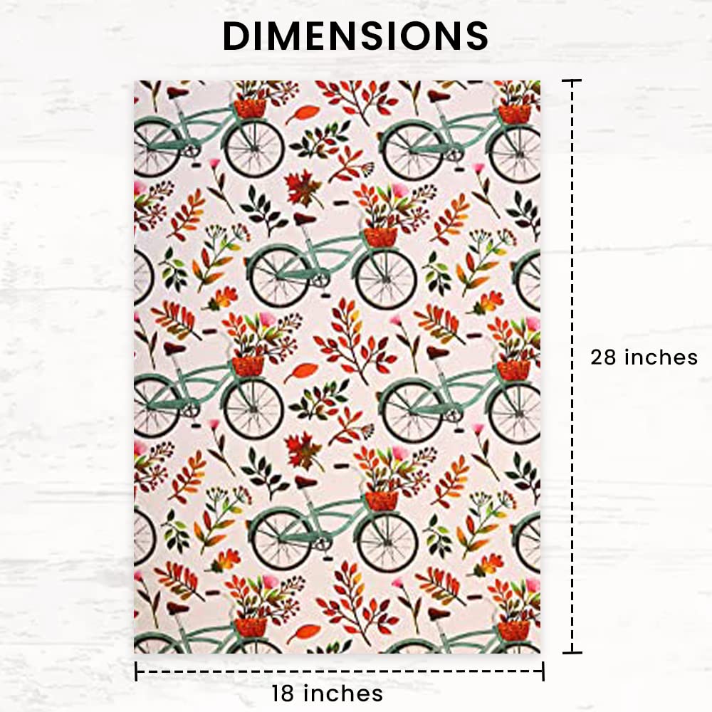 Printed Cotton Kitchen Towels Set of 3 - Super Absorbent Dish Cloths for Cooking & Cleaning
