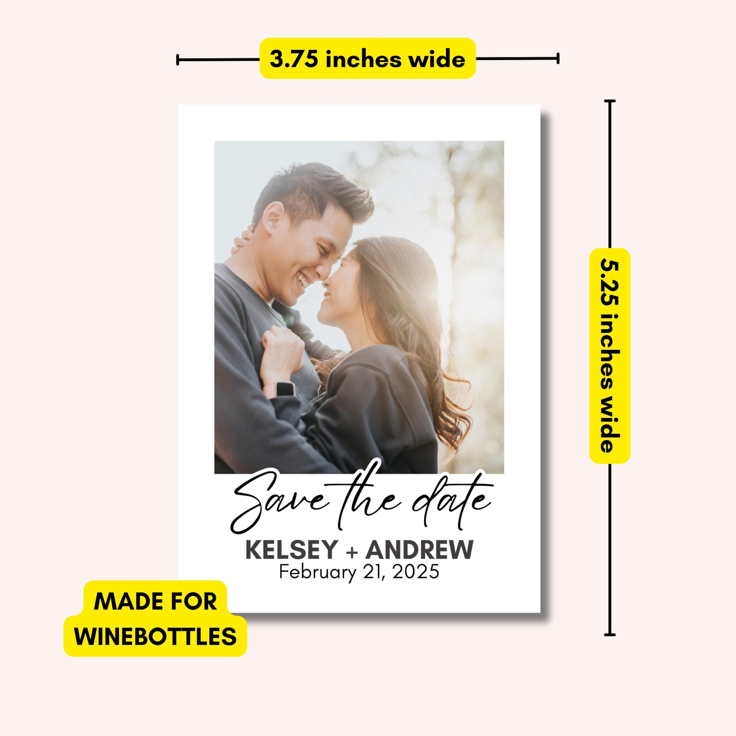 Custom Wedding Wine Bottle Labels - Personalized Save The Date Photo Labels with Your Text & Design - Perfect for Anniversary Gifts, Bridal Showers & Special Events