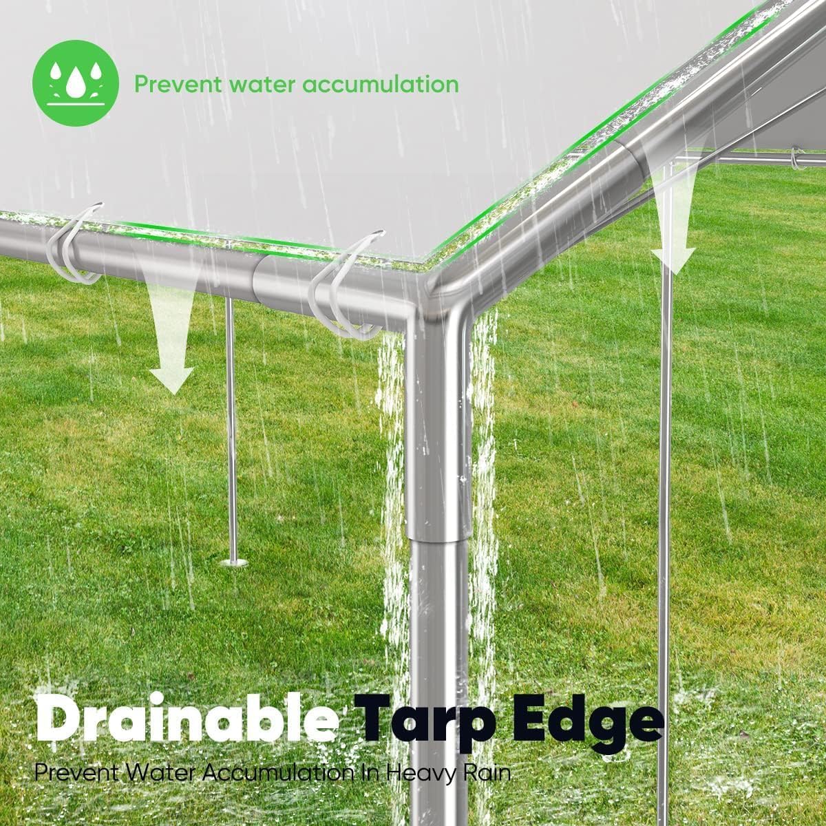 Quictent 10x20 ft Heavy Duty Car Canopy with Galvanized Steel Frame - Waterproof Outdoor Party Tent, Boat Shelter & Vehicle Cover with 3 Reinforced Steel Cables (Gainsboro) - Perfect for Backyard Events, Camping & RV Protection