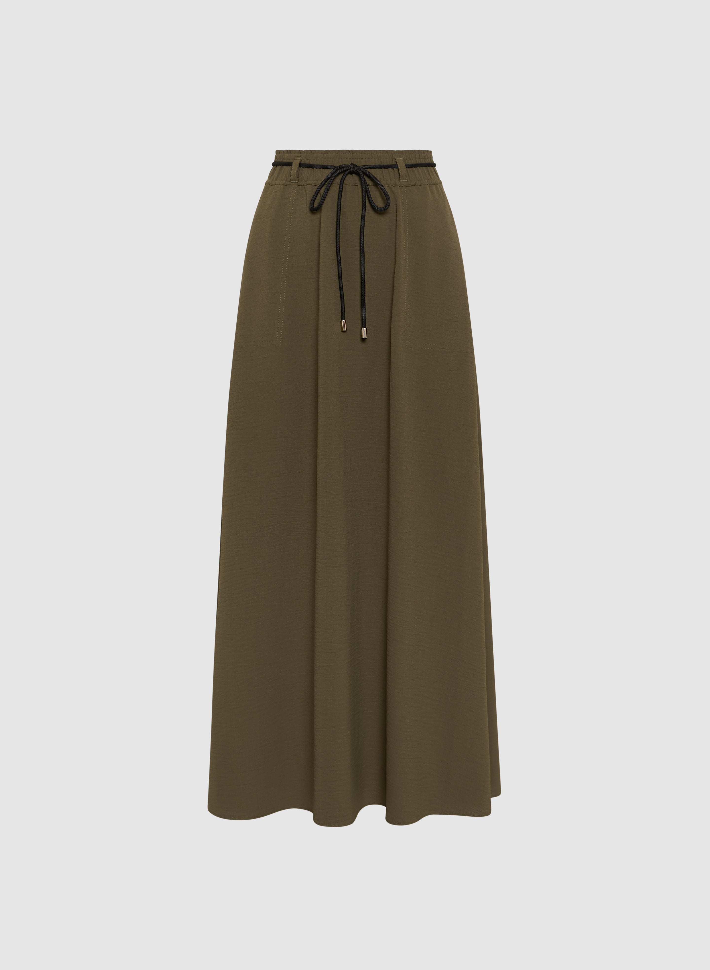 Elegant Crinkled Drawstring Maxi Skirt for Women - Boho Flowy Beach Skirt with Adjustable Waist | Perfect for Summer Vacations, Beach Trips & Casual Outings