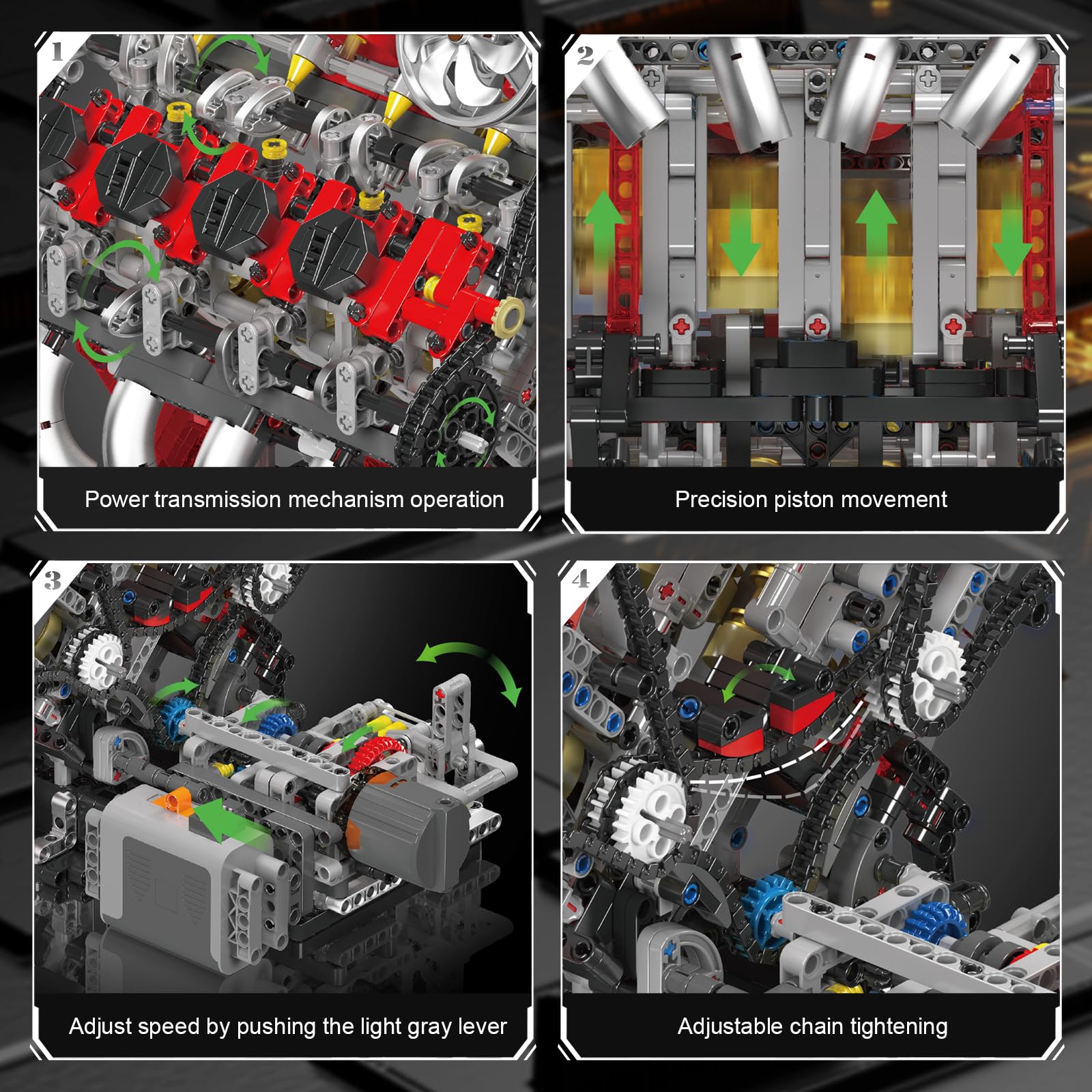 Mould King V8 Engine Model Kit with Working Motor - 2718 PCS STEM Building Blocks for Kids & Adults - DIY Engineering Toy with Battery - Perfect for Educational Projects, Gifts, and Car Enthusiasts