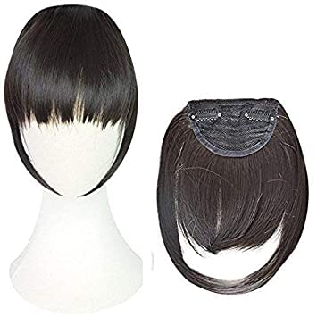 KAVIN Clip-In Synthetic Hair Bangs | Natural Black Brown Hair Fringe Extension for Women & Girls | Perfect for Cosplay, Daily Wear & Hairstyling