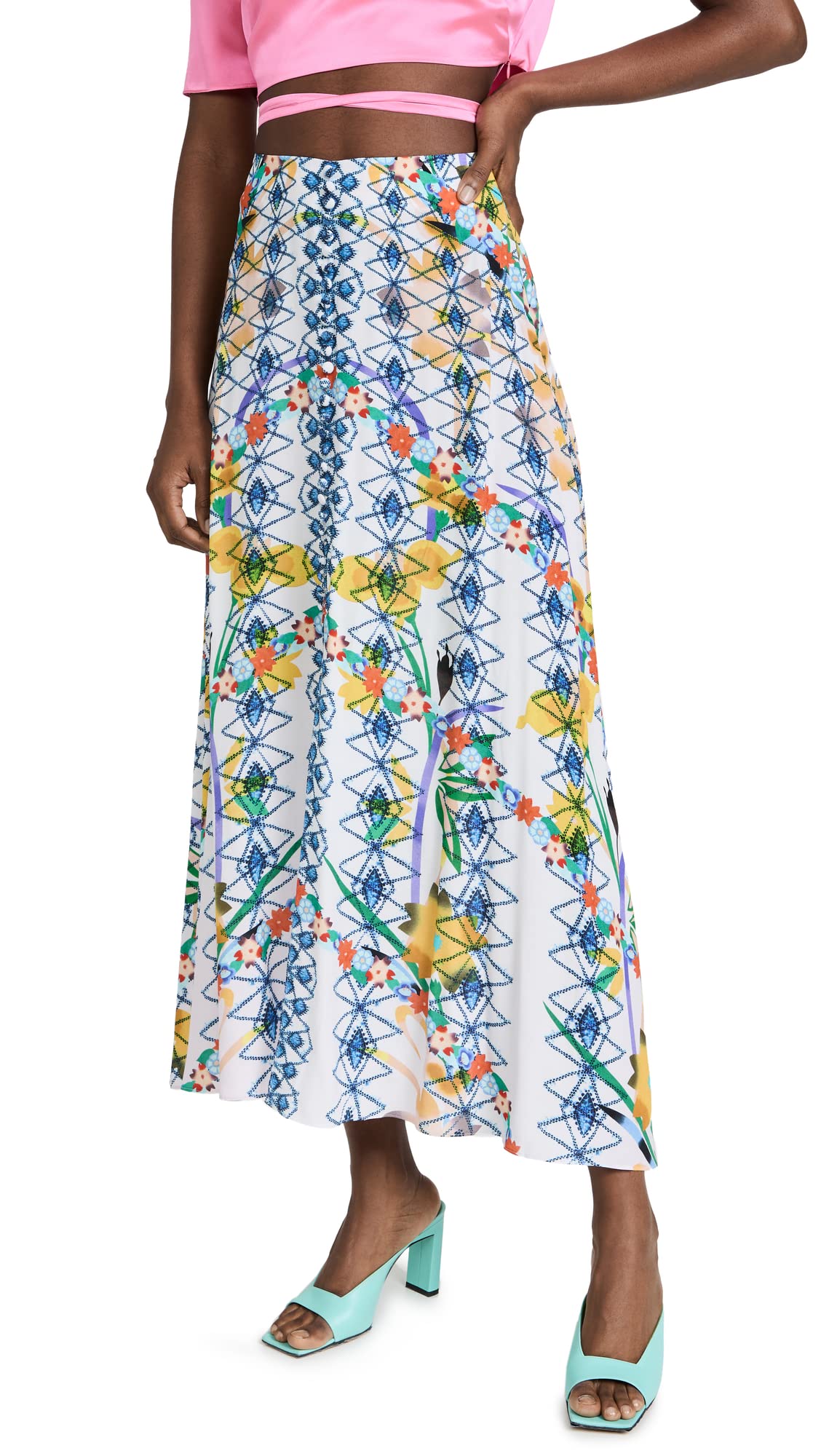 SALONI Women's Lea Long Skirt - Flowy Maxi Skirt for Women, High Waist A-Line Skirt with Side Slit, Elegant & Comfortable Summer Skirt for Beach, Vacation, Party & Casual Wear