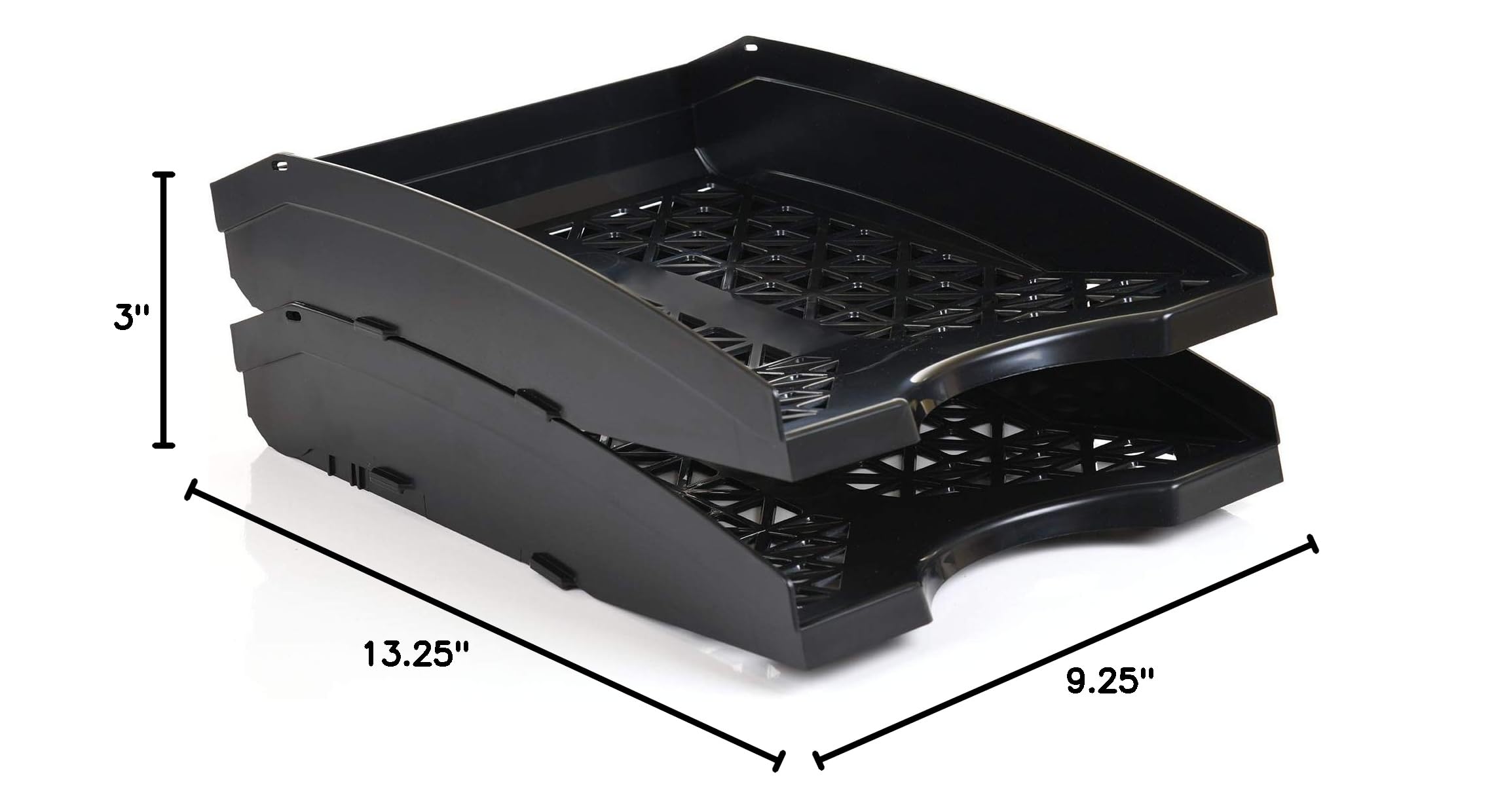Mintra Office Plastic 2-Pack Letter Tray Organizer - Black - Perfect for Desk Organization, Mail Sorting, and Paper Storage in Home or Office