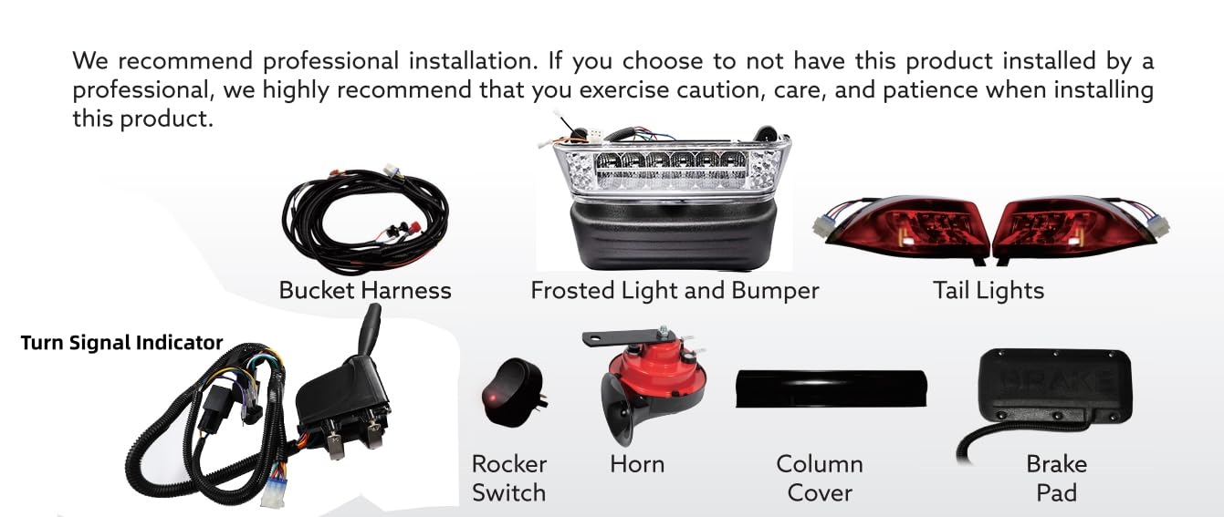 Club Car Precedent Complete LED Light Kit with Turn Signals, Hazard Flasher, Horn & Brake - Fits 2004 & Up Models - Perfect for Golf Cart Safety & Night Driving
