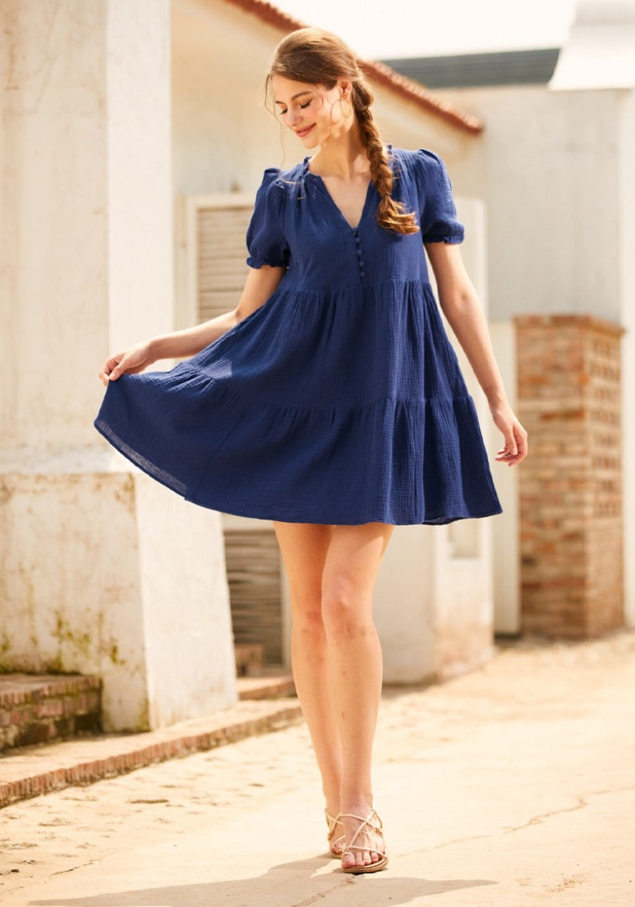 Sunshine Serenade Babydoll Dress - Flowy Summer Mini Dress for Women | Perfect for Beach Vacations, Date Nights & Music Festivals