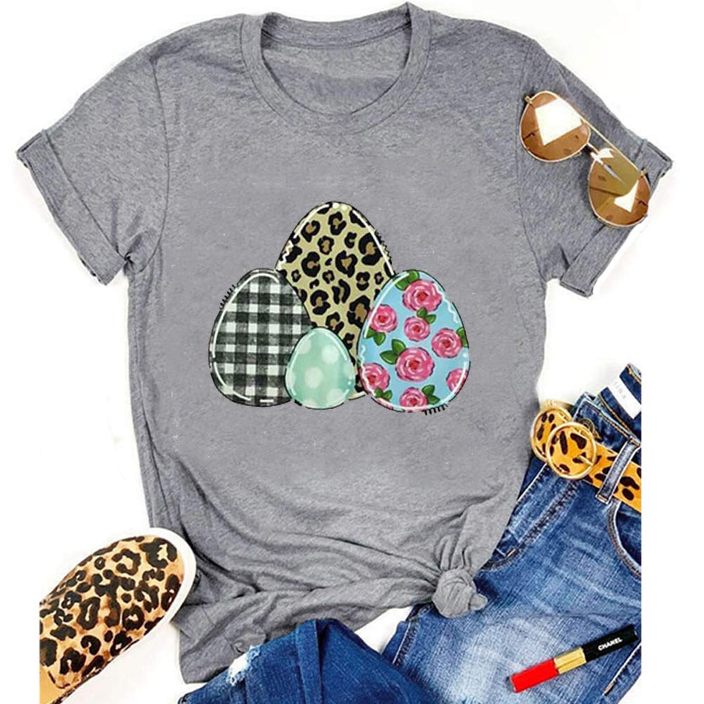 YourTops Women's Happy Easter Graphic T-Shirt - Cute Bunny Easter Tee for Women - Perfect for Easter Celebrations, Spring Outfits & Family Gatherings