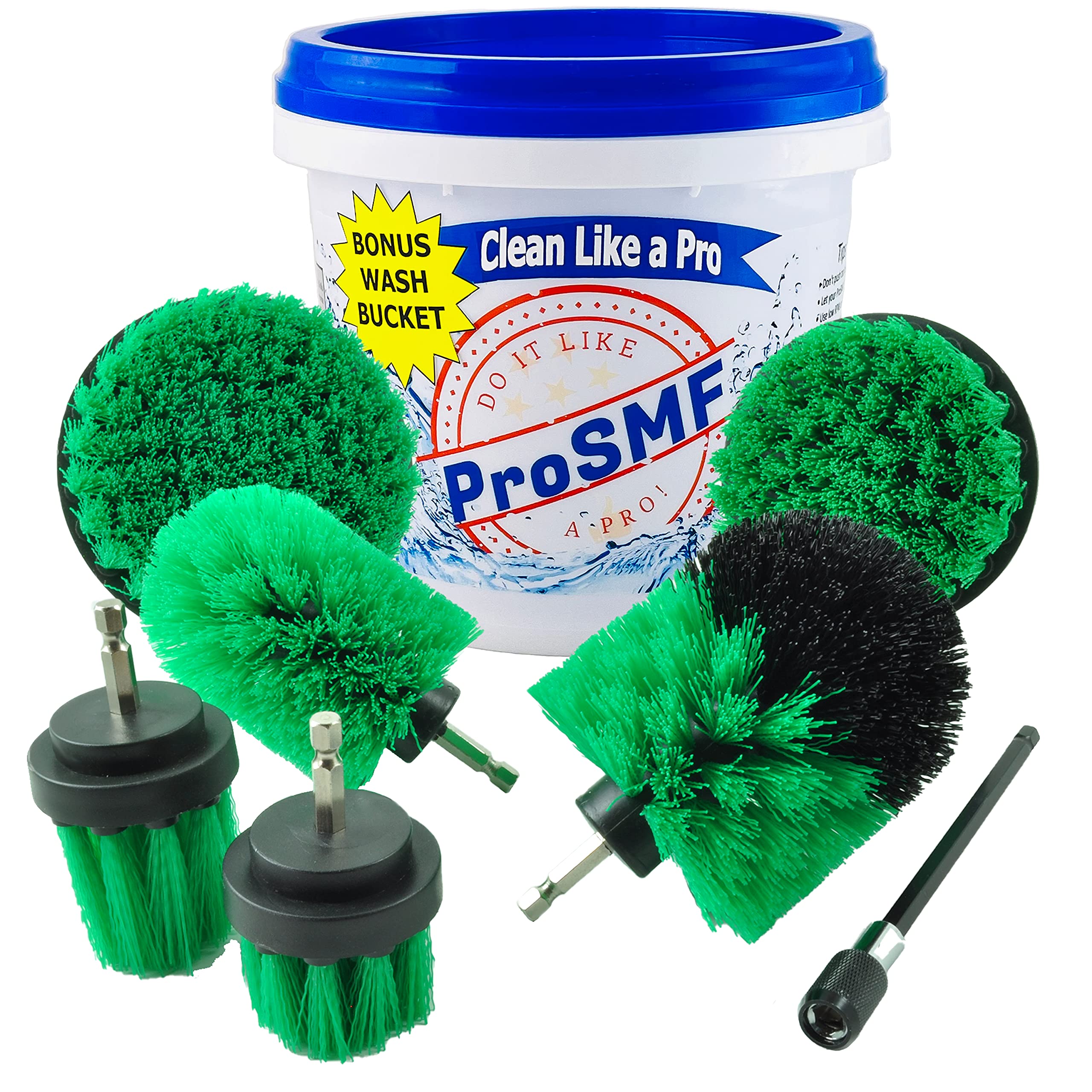 ProSMF Drill Brush Attachment - Power Scrubber Cleaning Brush for Kitchen, Stove, Oven, Counters, Backsplash & Floors - Medium Bristle Dish Brush (Green) - Perfect for Deep Cleaning Cooktops, Tiles & Grout