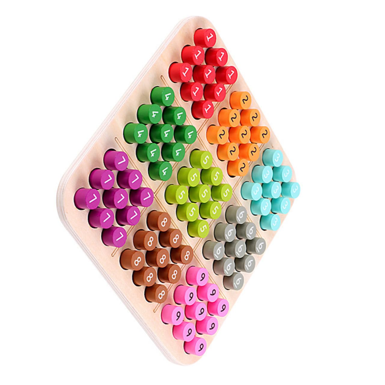 TOYANDONA Wooden Sudoku Peg Board Game - Montessori Math Learning Toy for Kids, Wooden Puzzle Chess Set for Children's Early Education & Brain Development - Perfect for Home, Classroom & Travel Play